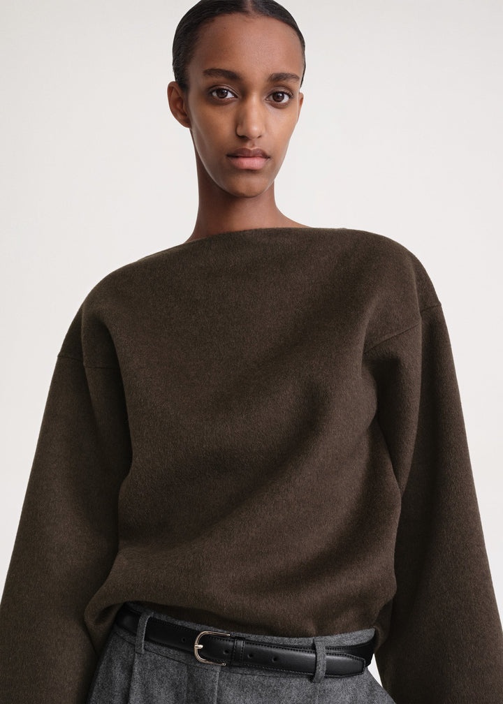Doublé wool top chocolate melange - 5