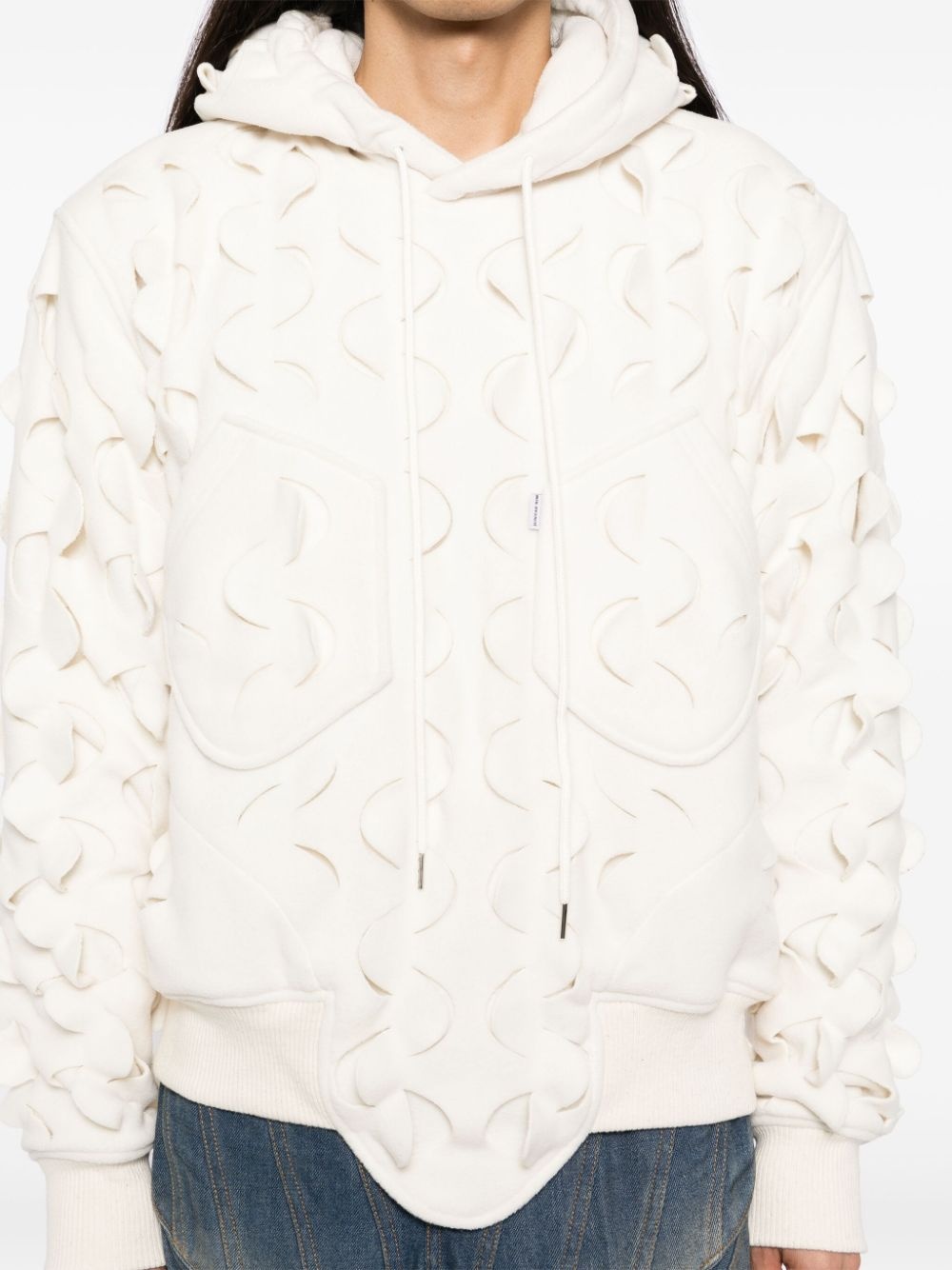 laser-slashed fleece hoodie - 5