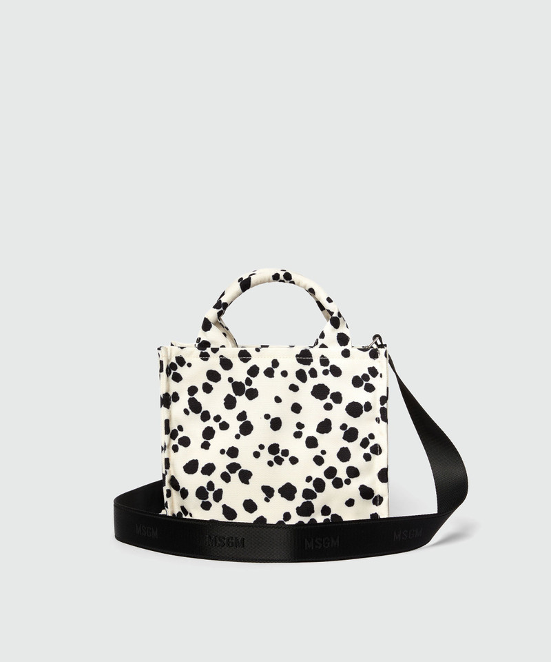 MSGM White and black MSGM polka dot canvas tote bag outlook