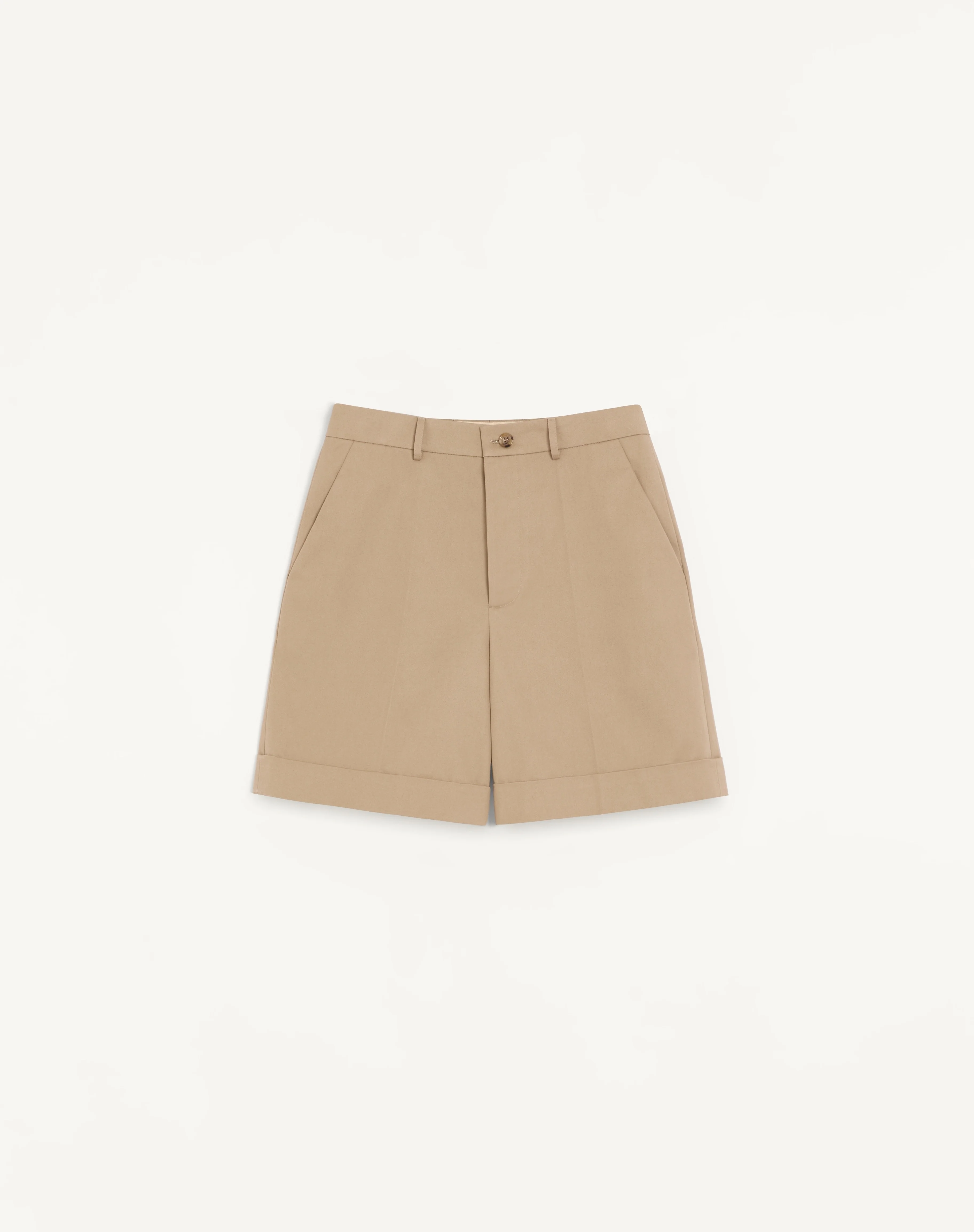 VALENTINO COTTON GABARDINE BERMUDA SHORTS WITH TURN-UP AND VLOGO EMBROIDERY - 1