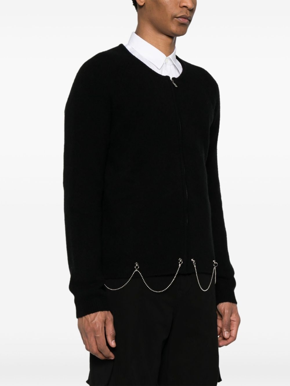 chain-detail brushed cardigan - 3