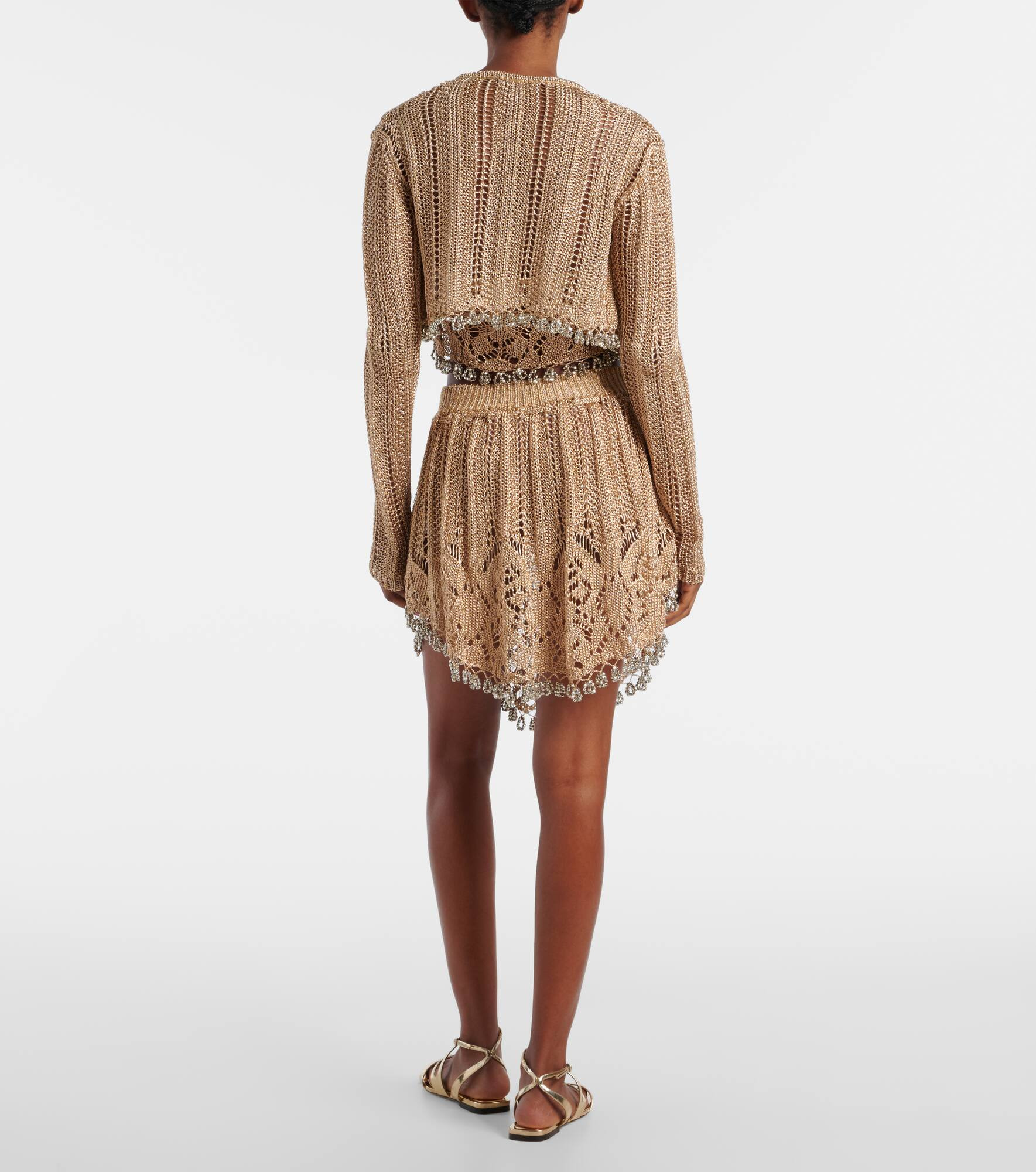 Crochet embellished cropped cardigan - 3