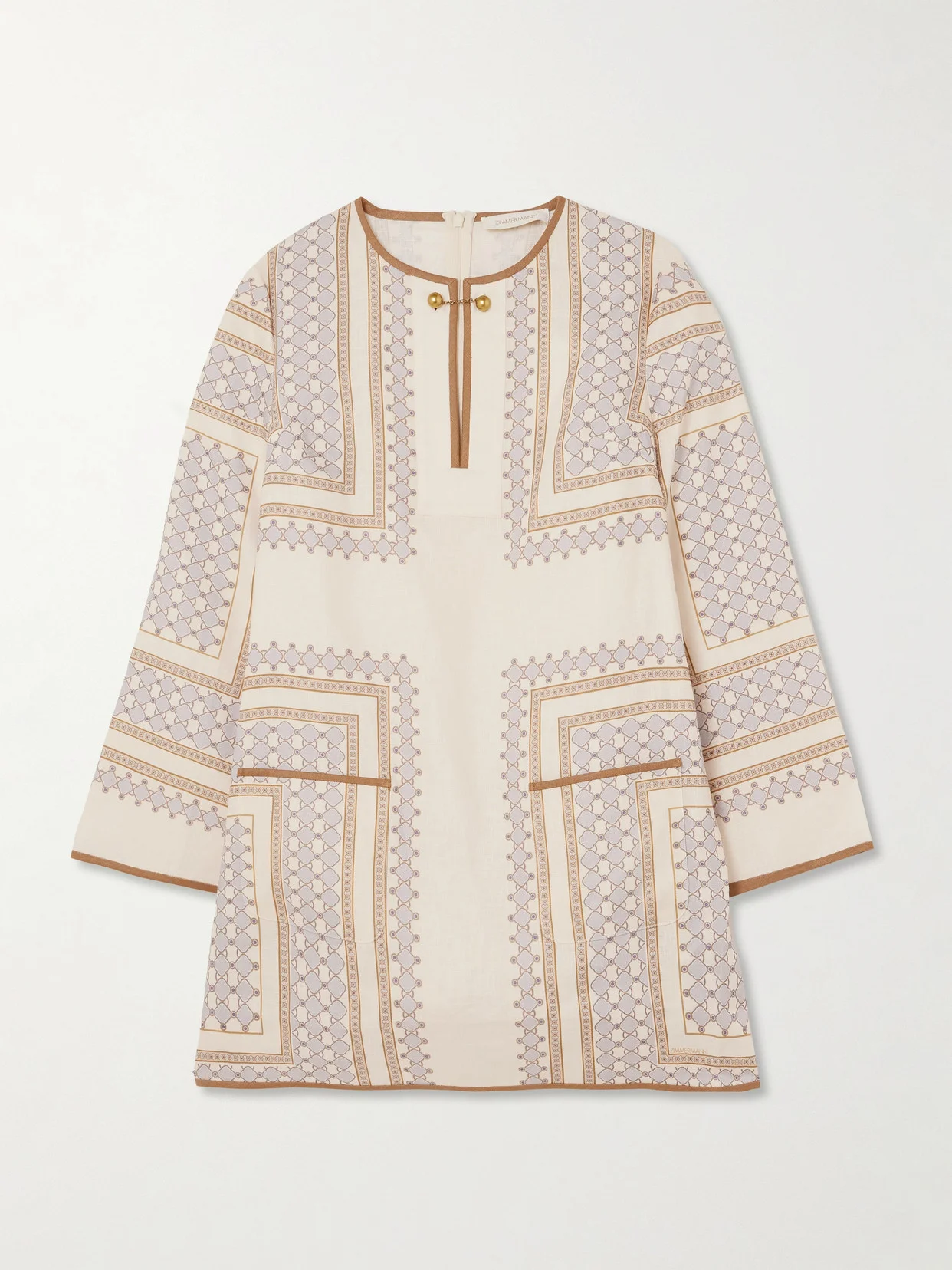 Printed Linen Mini Dress - 1