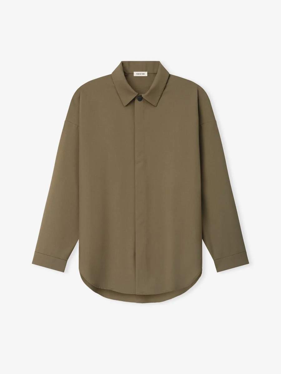 Wool Poplin Relaxed Shirt - 1