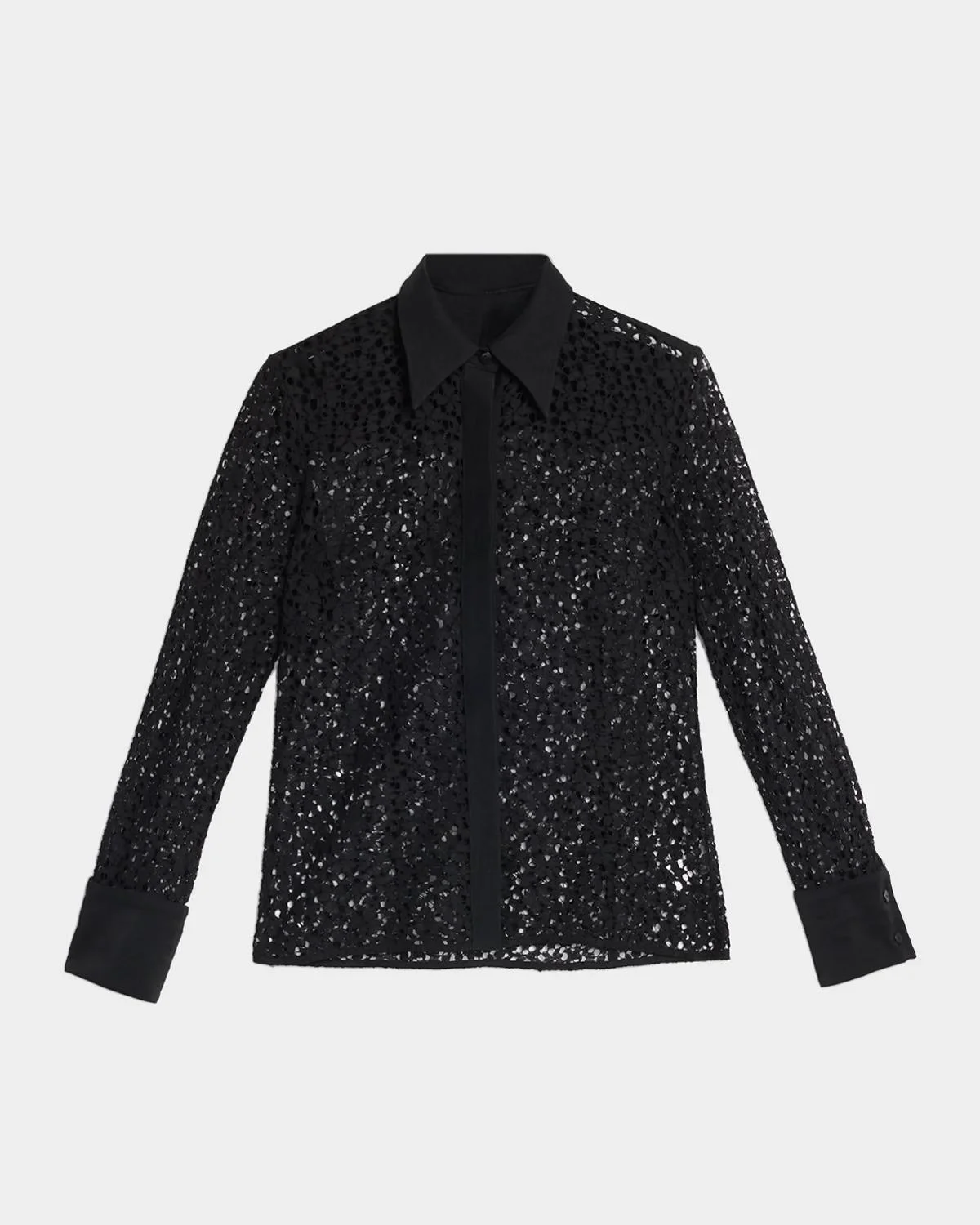 Sheer Laced Cotton-Blend Shirt - 1