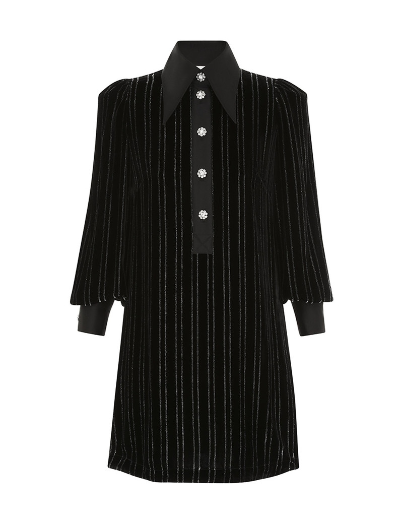 ILLUSTRATION VELVET MINI DRESS - 1