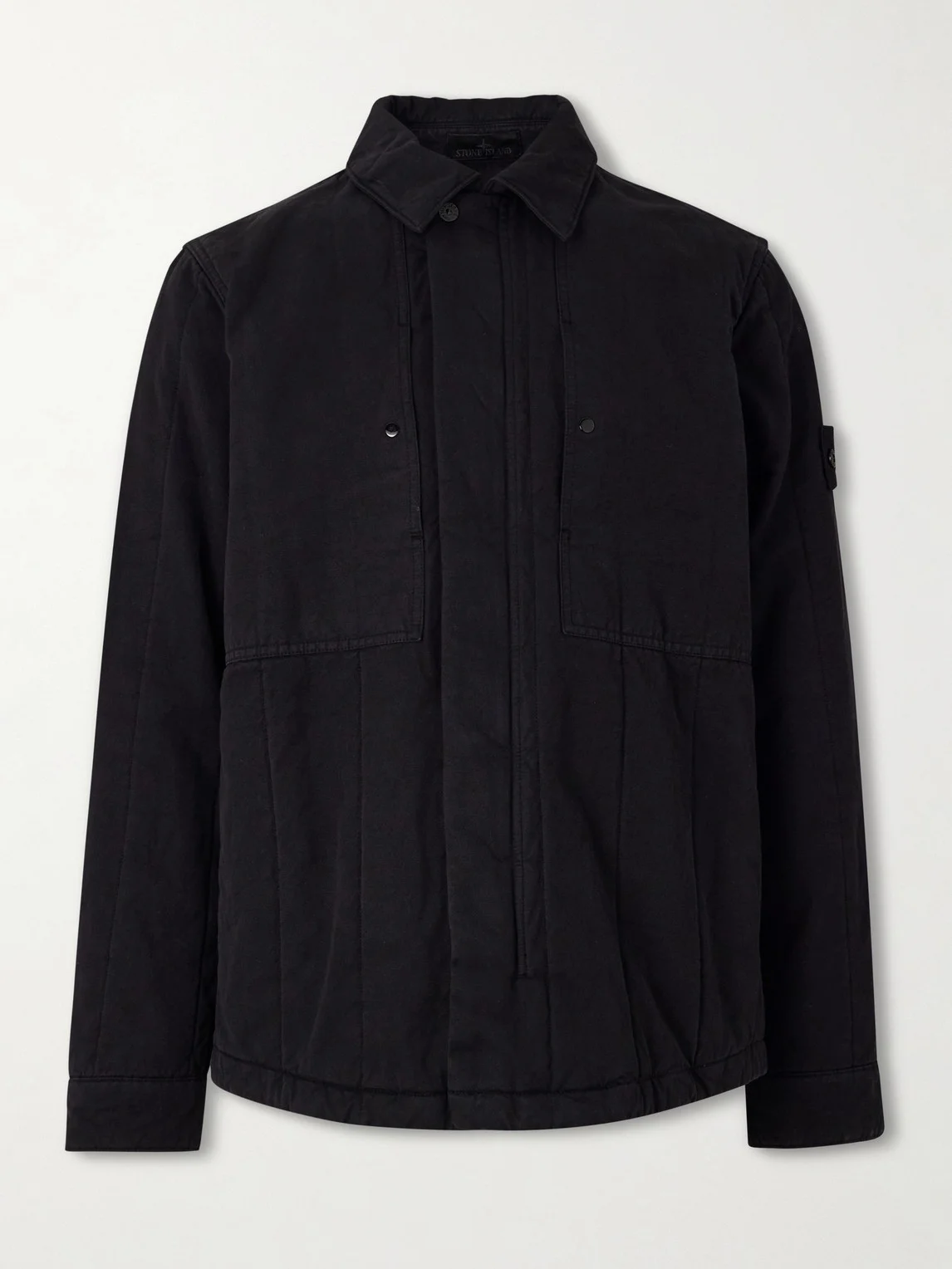 STONE ISLAND GHOST Appliquéd Padded Cotton and Linen-Blend Primaloft® Overshirt - 1