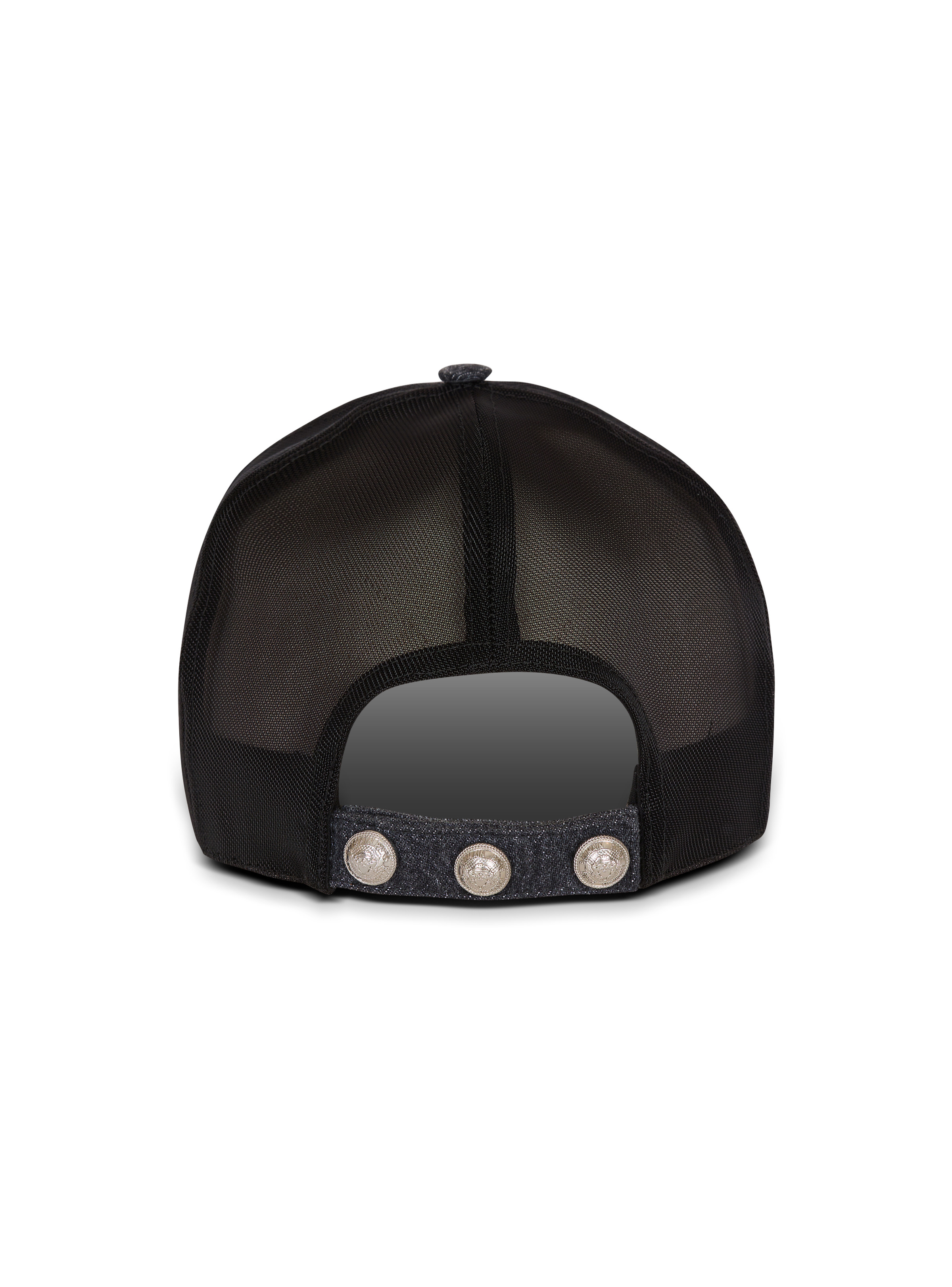Balmain Écusson embroidered denim cap - 4