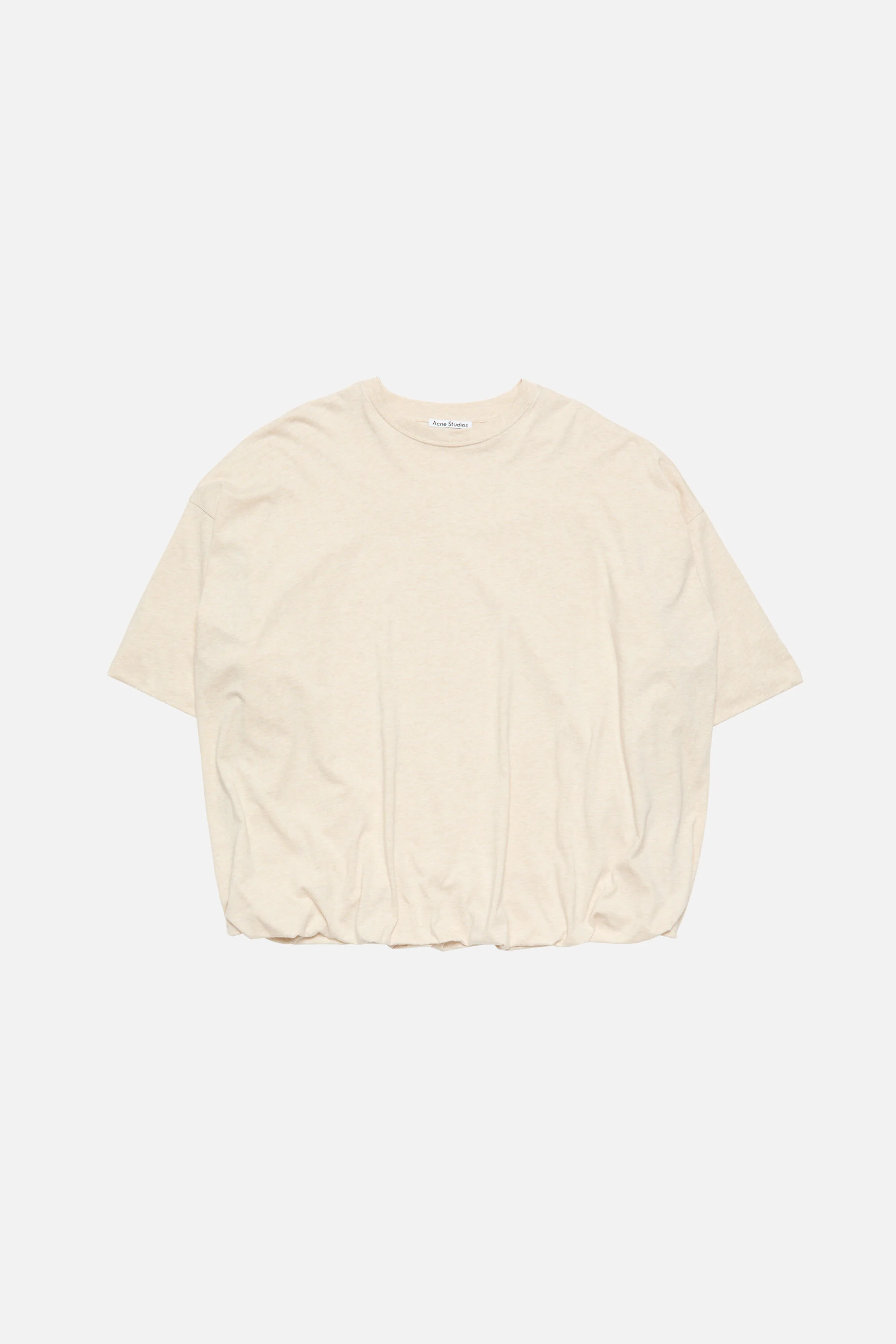 Gathered t-shirt with logo - Beige melange - 1