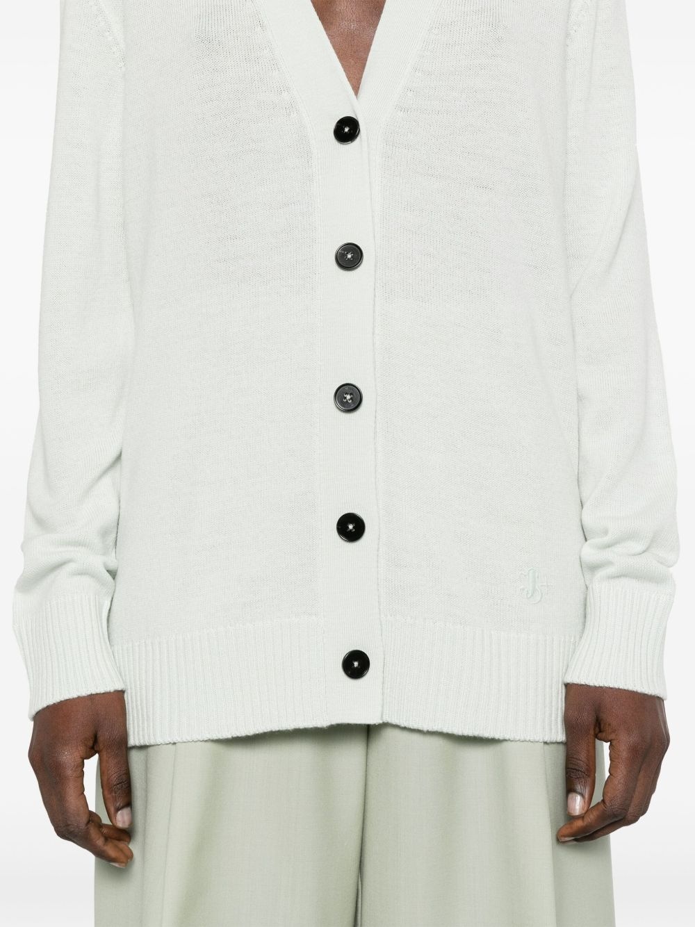 logo-embroidered cardigan - 5