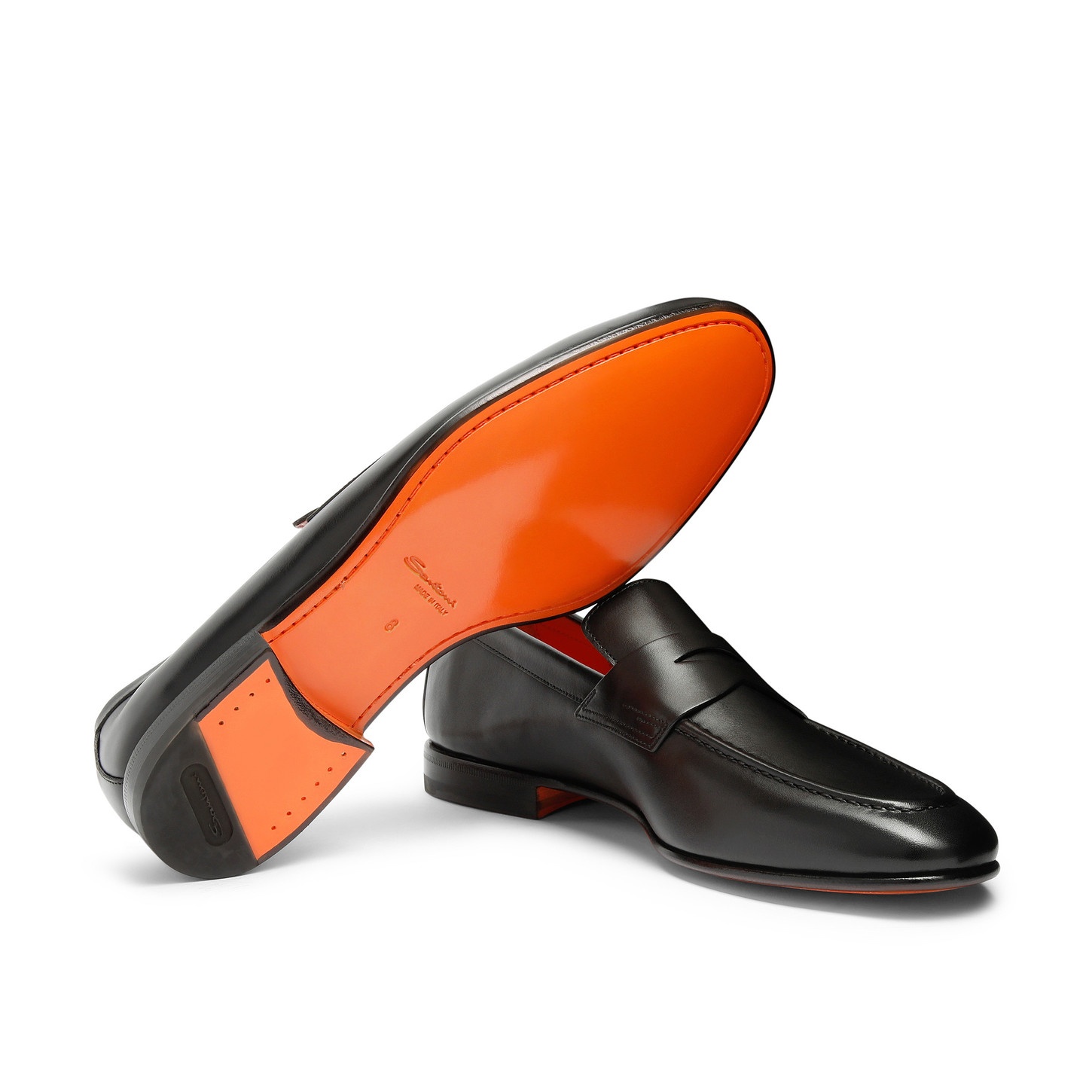 Men's polished black leather penny loafer - 4