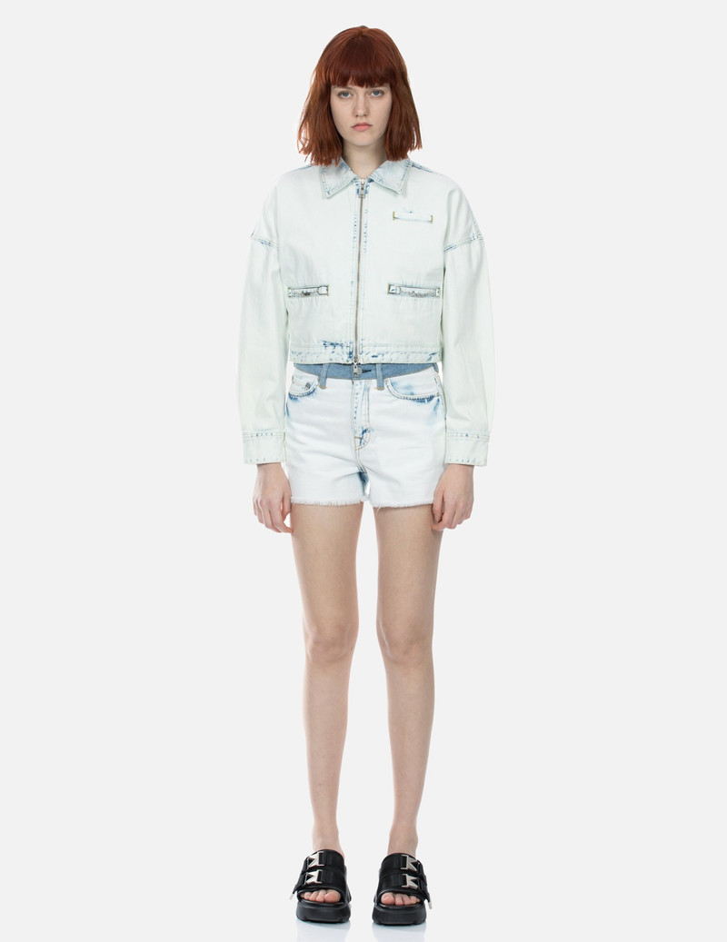 EVISU KAMON AND LOGO APPLIQUÉ FASHION FIT DENIM JACKET outlook
