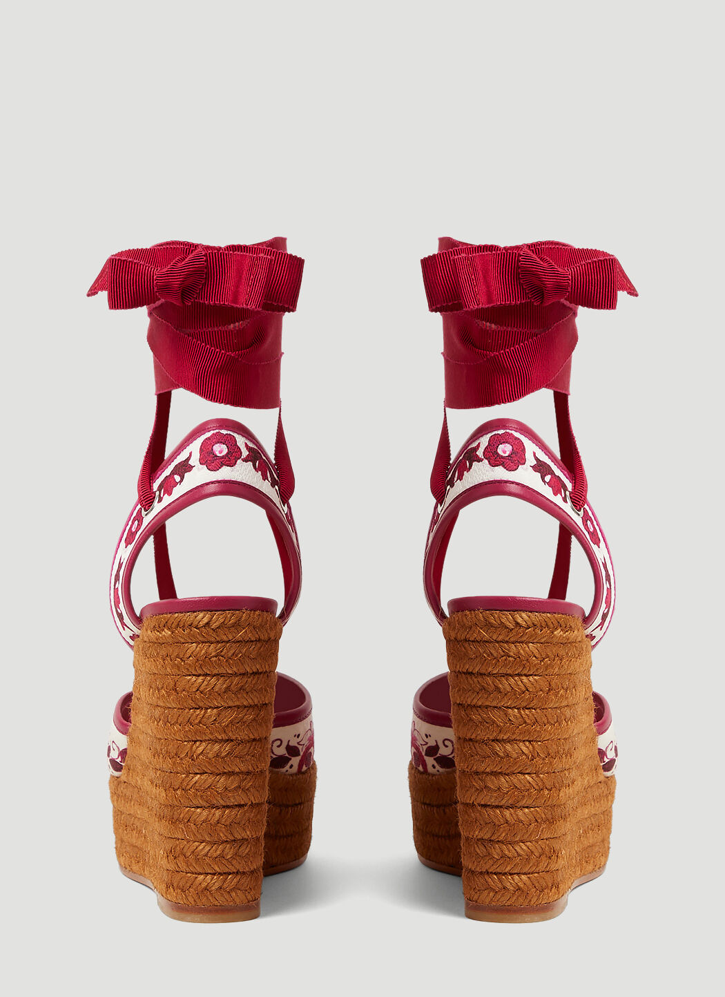 Printed Brocade Wedge Sandals - 4