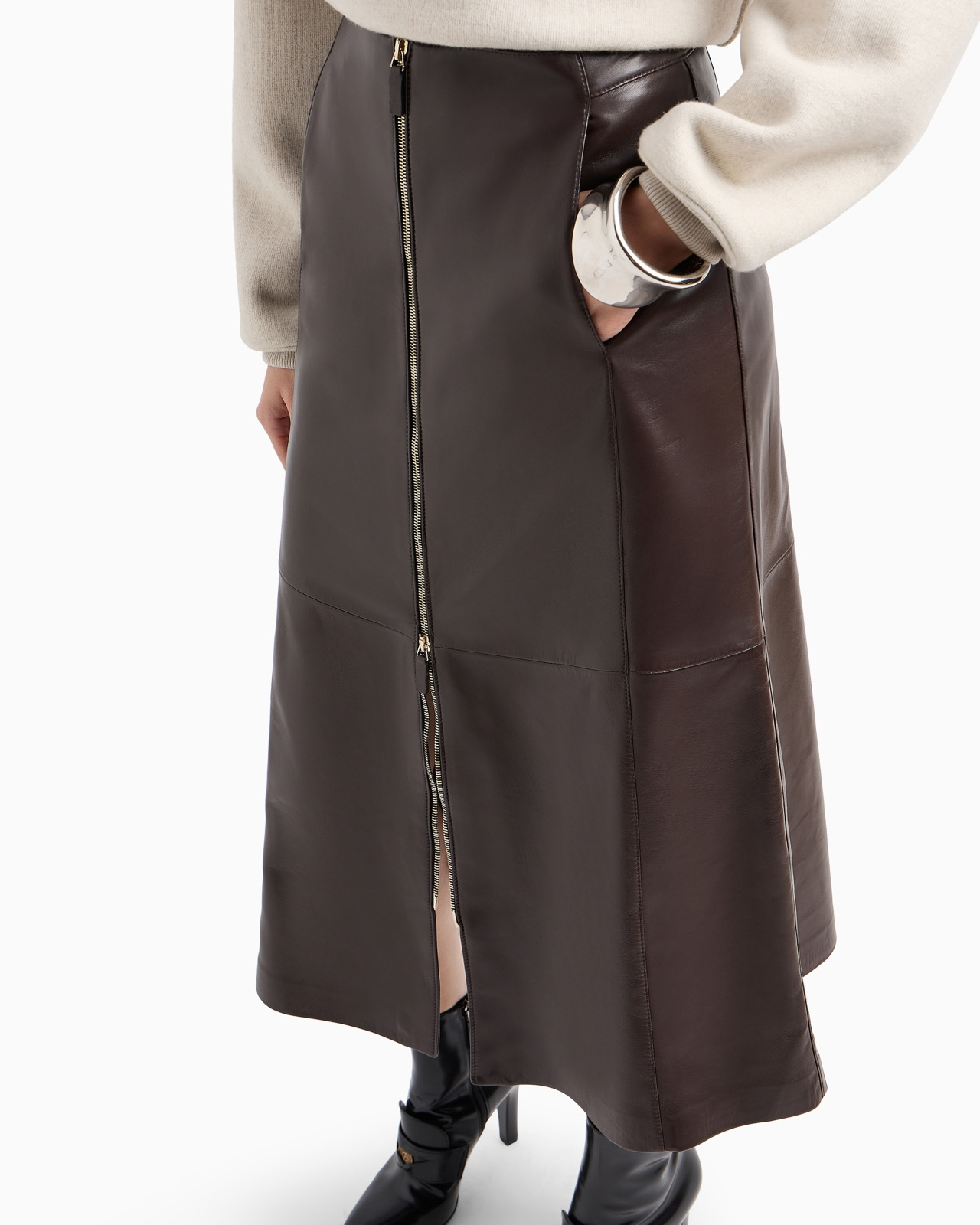 NAPPA LEATHER MIDI SKIRT - 5