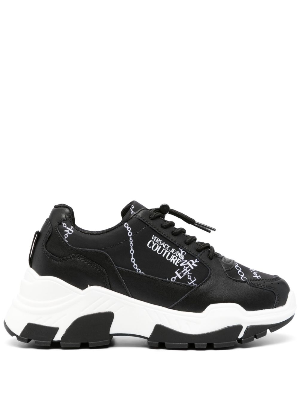 chain-link print panelled sneakers - 1