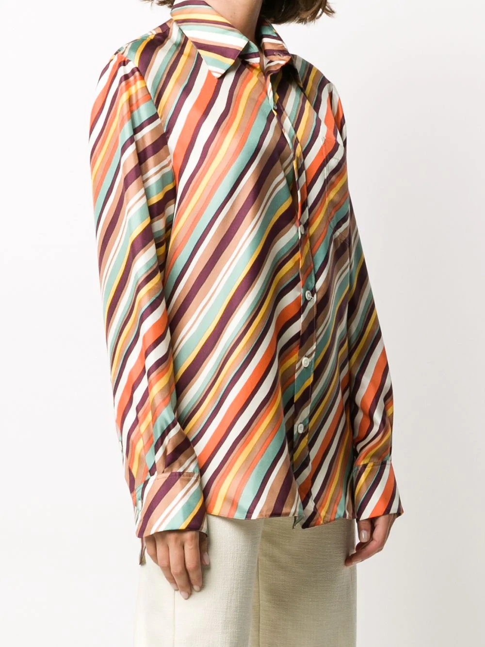 striped button-front shirt - 3