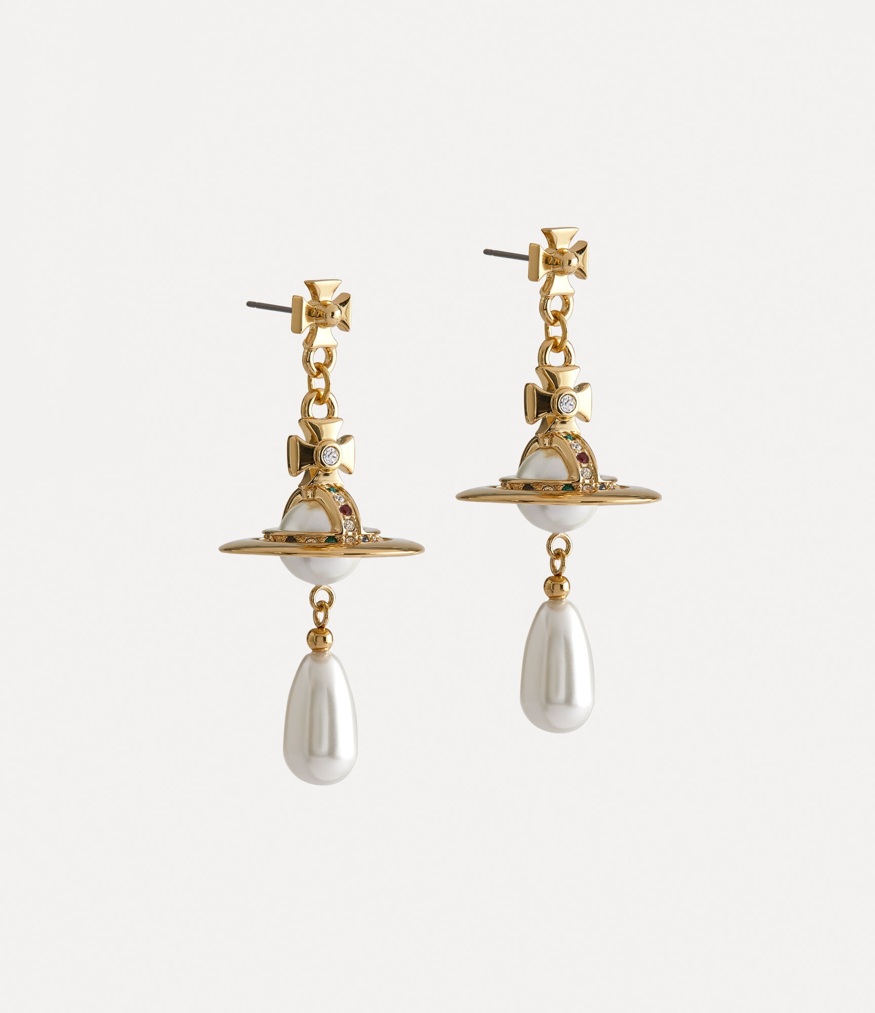 PEARL DROP EARRINGS GOLD TONE - 2