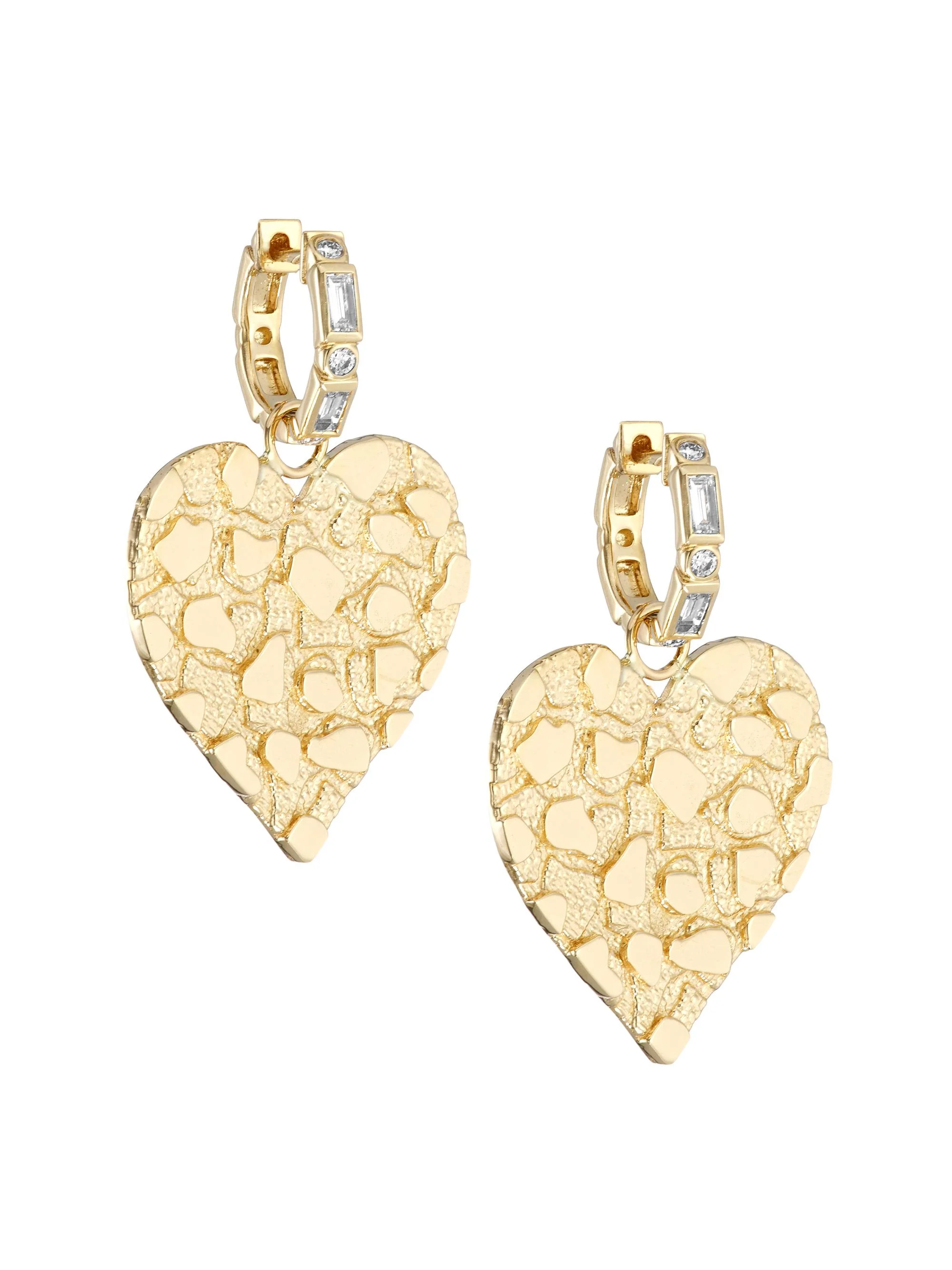 Women's 14K Yellow Gold & Diamond Heart Drop Earrings - 1