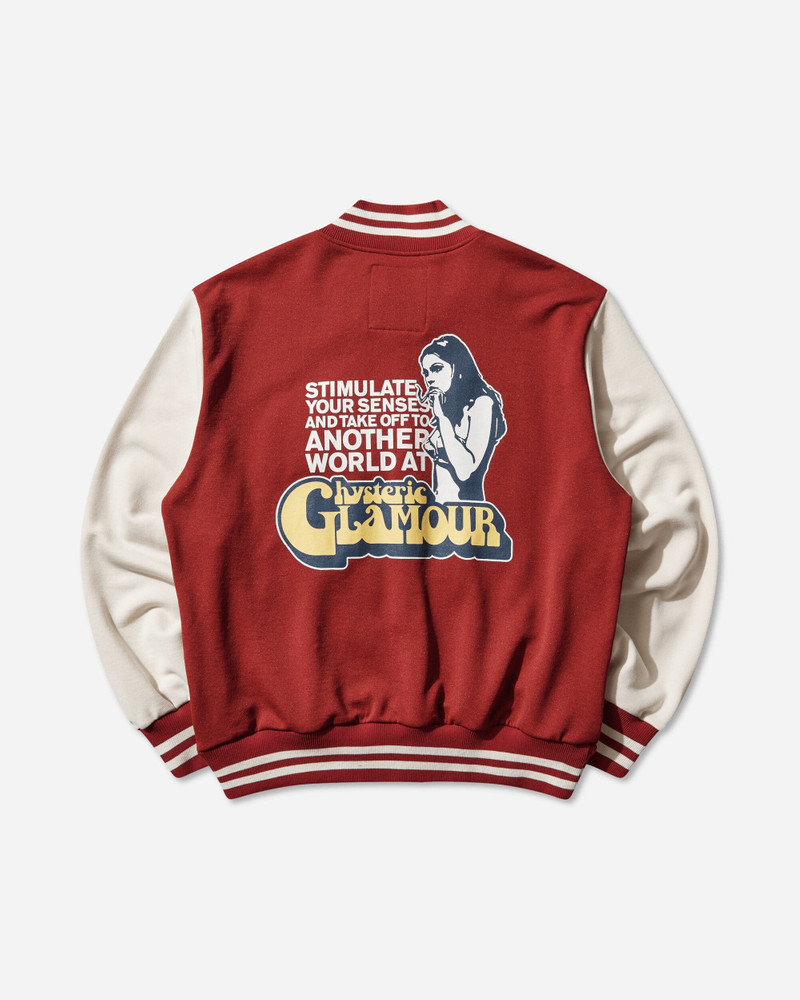 Hysteric Glamour Men's Smoking Girl Patch Stadium Jacket Red outlook