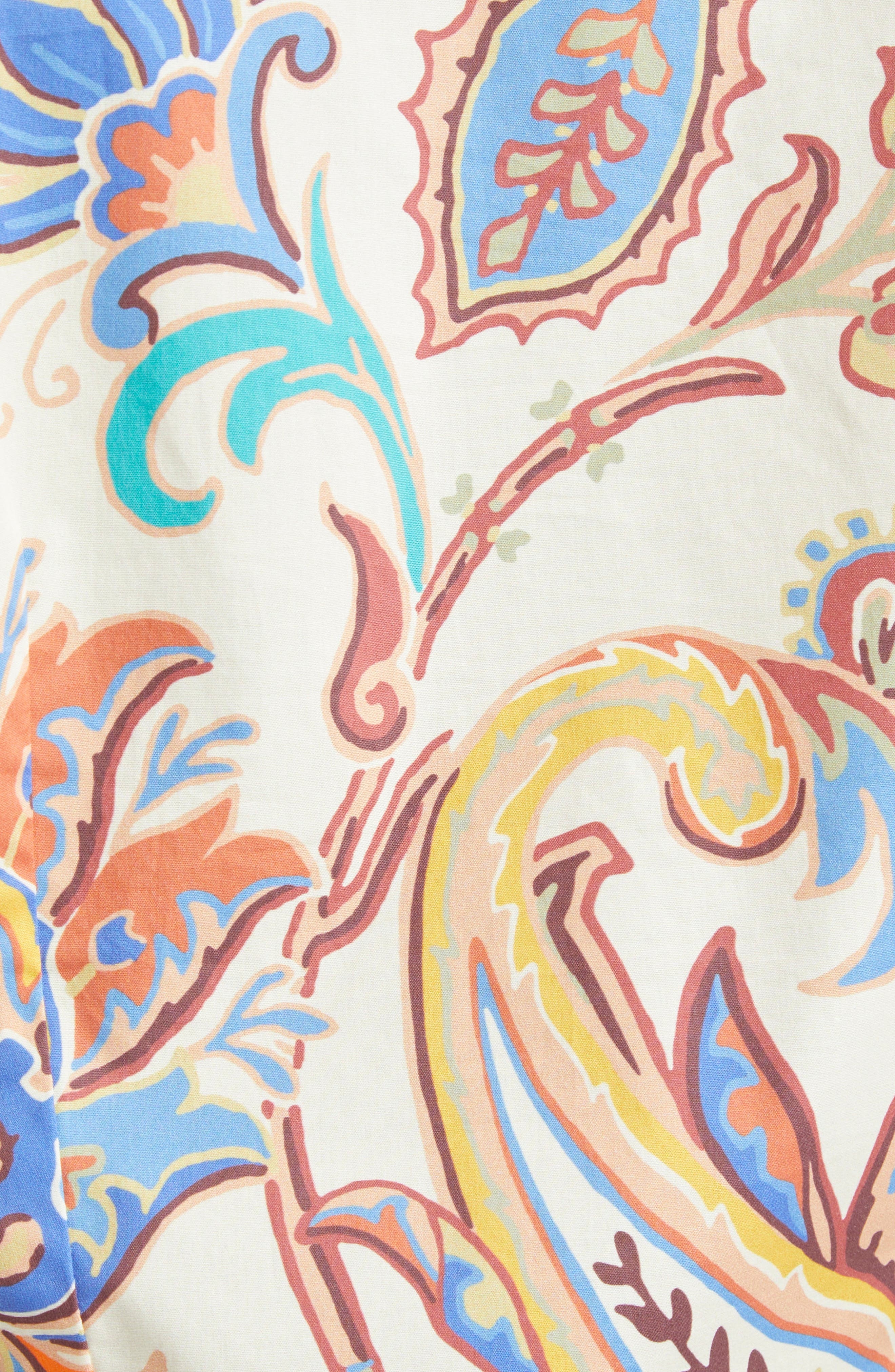 Etro Floral Paisley Stretch Poplin Button-Up Shirt in Stampa F.do Bianco at Nordstrom - 7