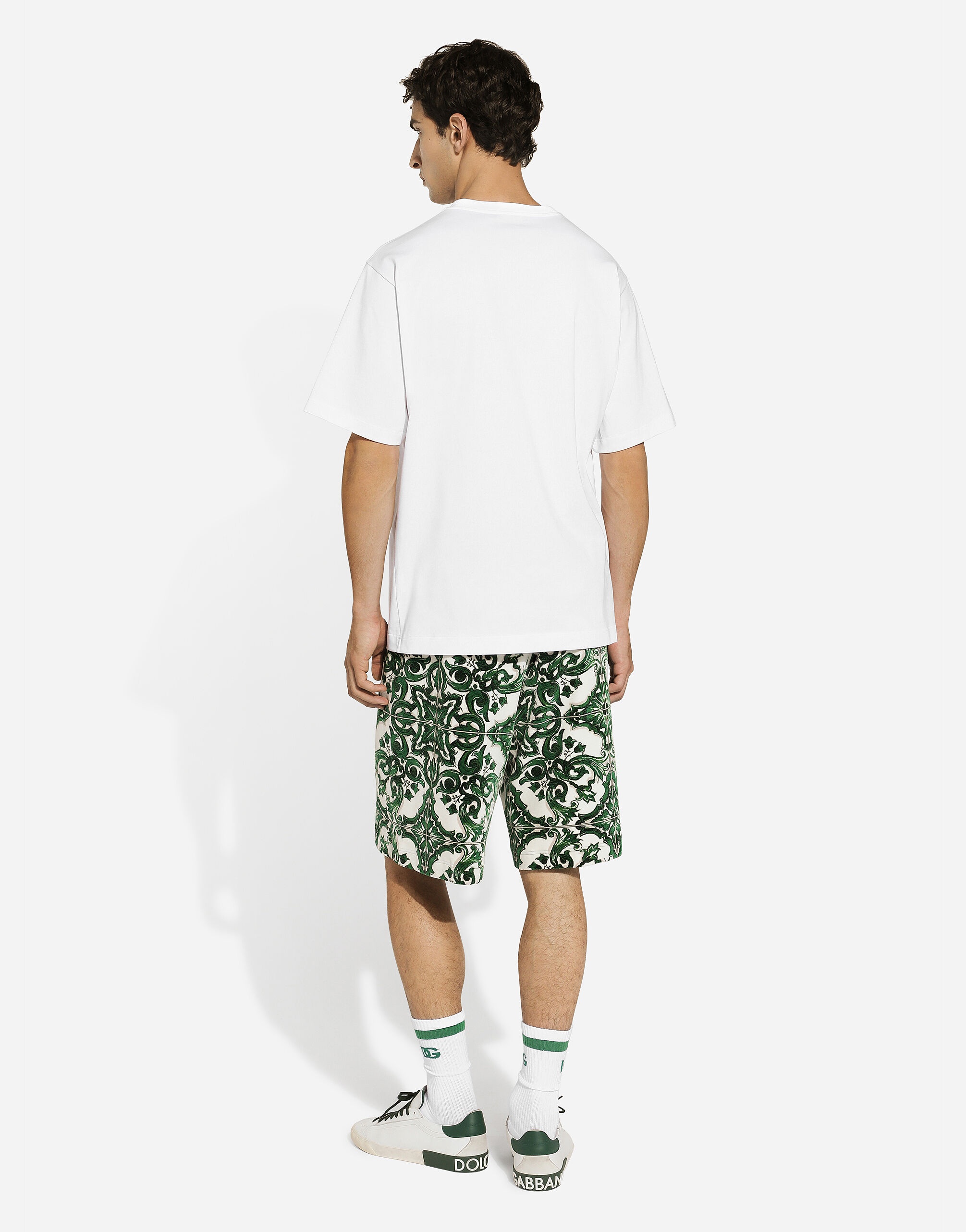 Chenille jogging shorts with majolica print - 3