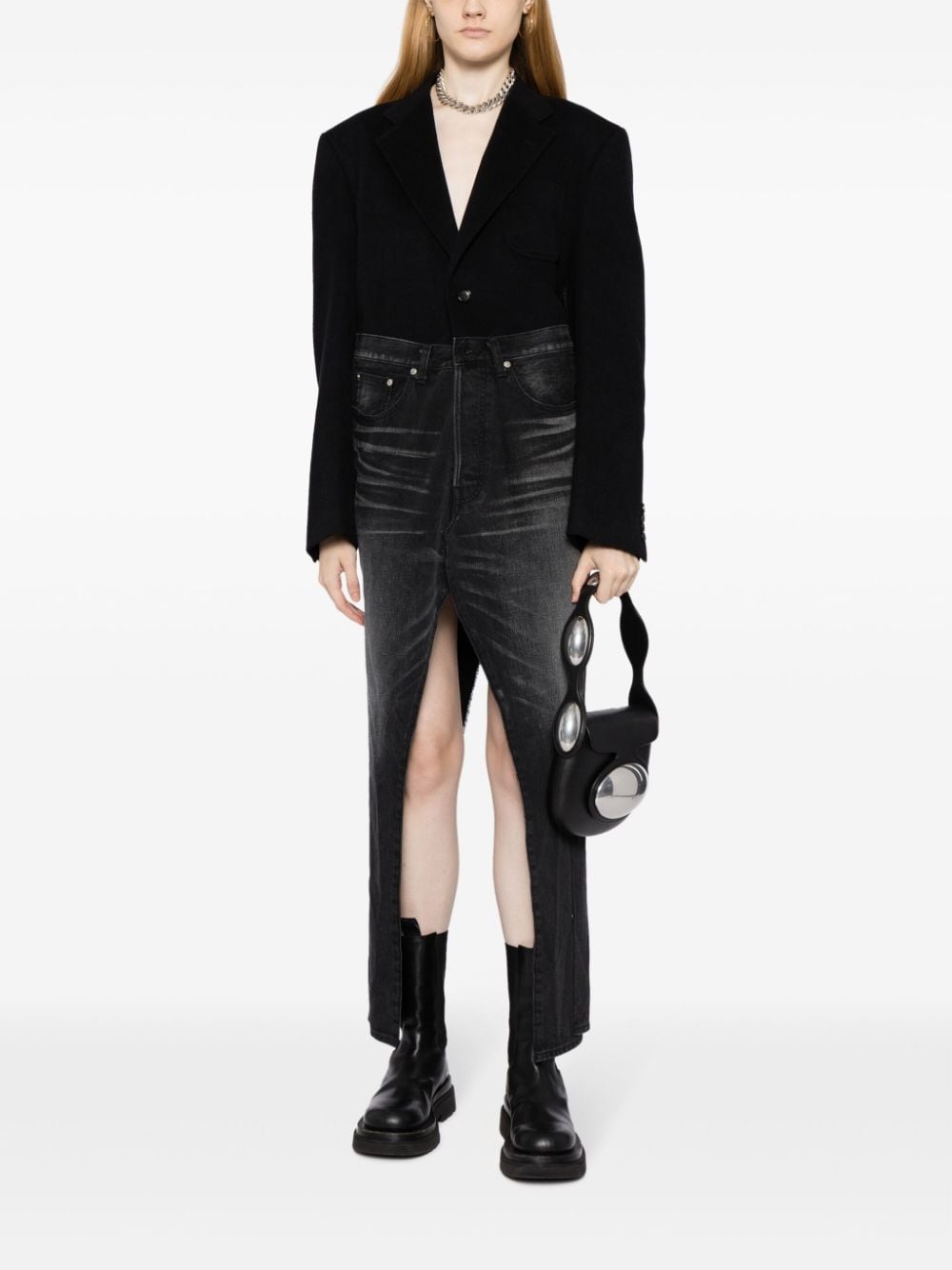 panelled V-neck coat - 2
