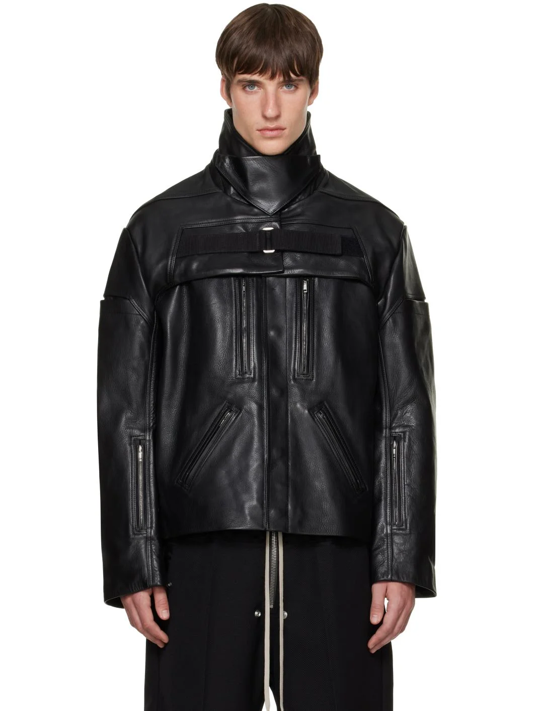 Black Tower 2 Piece Leather Mac Jacket & Vest - 1