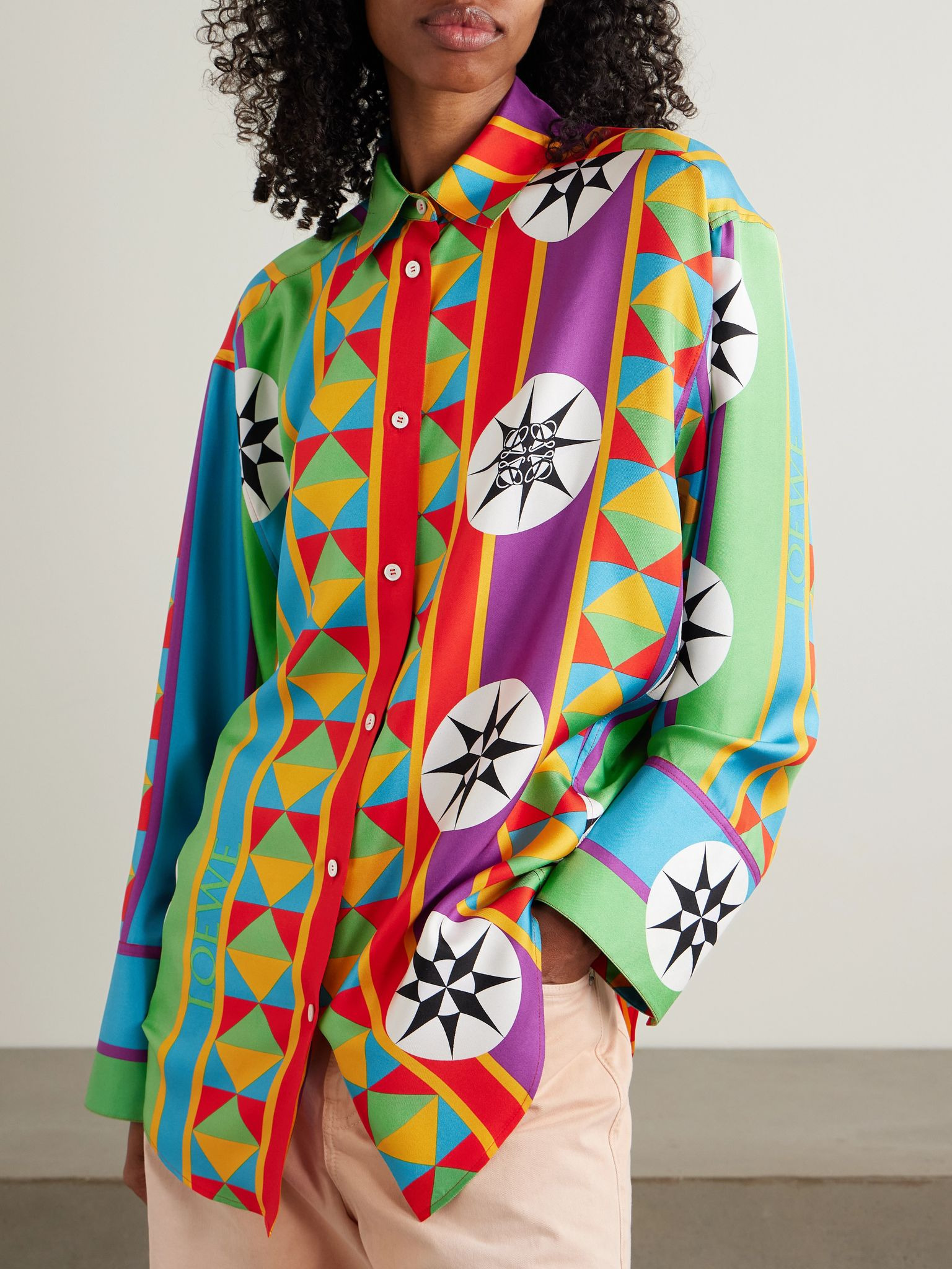 + Paula's Ibiza printed silk-twill shirt Green - 3