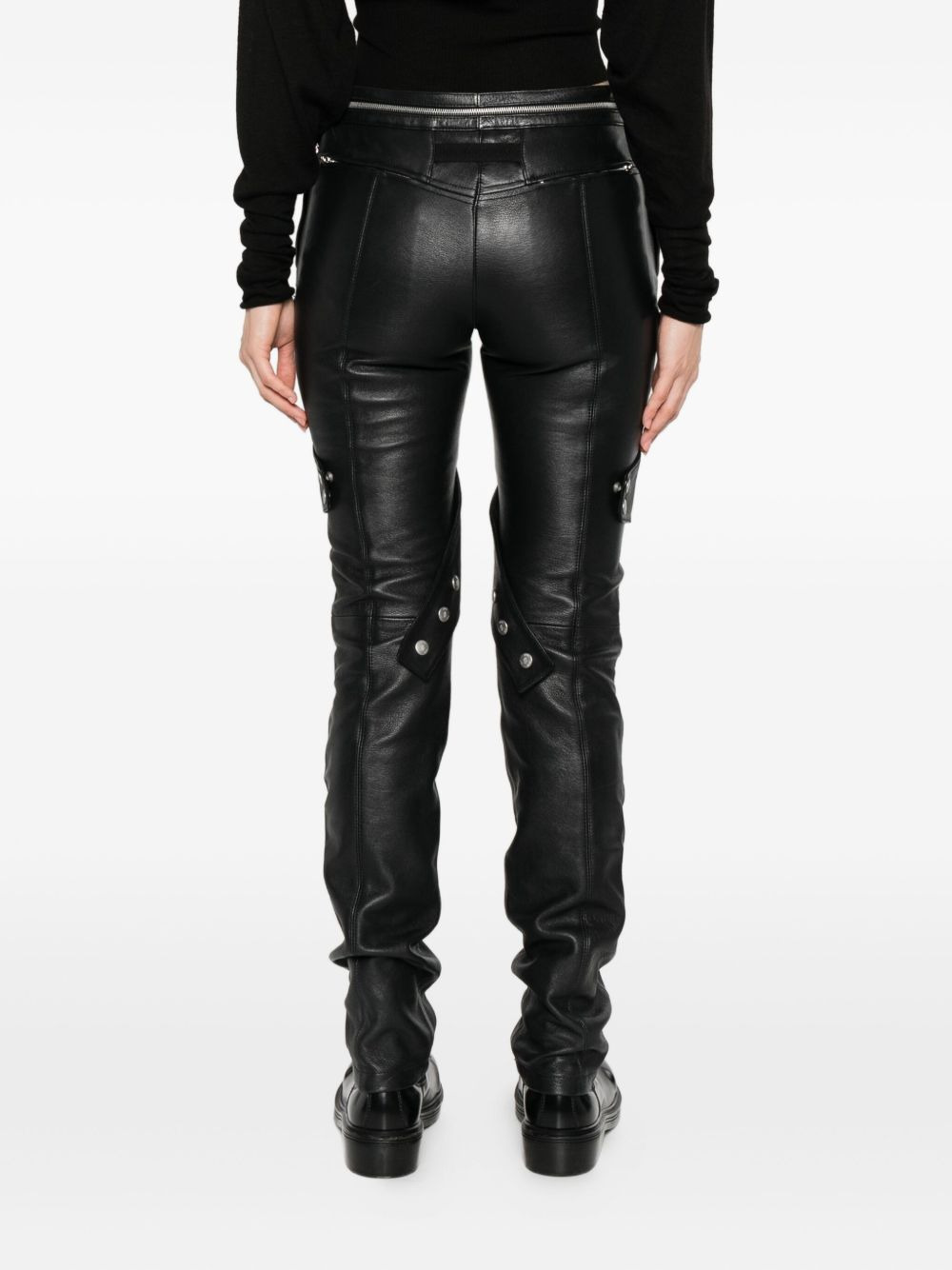 zip-pocket leather trousers - 4