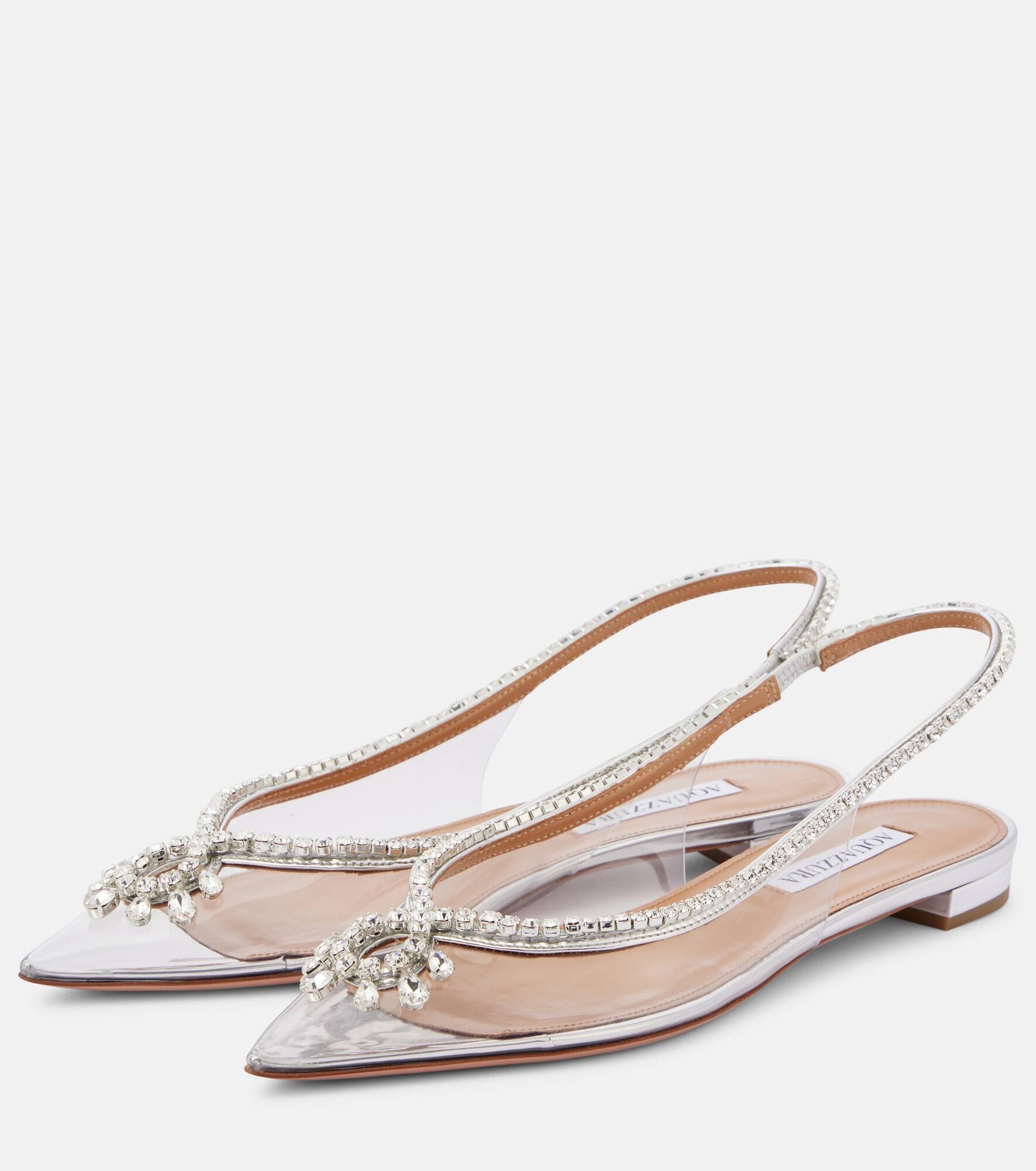 Seduction crystal-embellished PVC slingback flats - 5