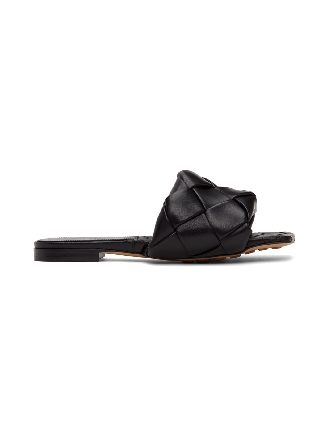 Black Intrecciato Lido Flat Sandals - 1