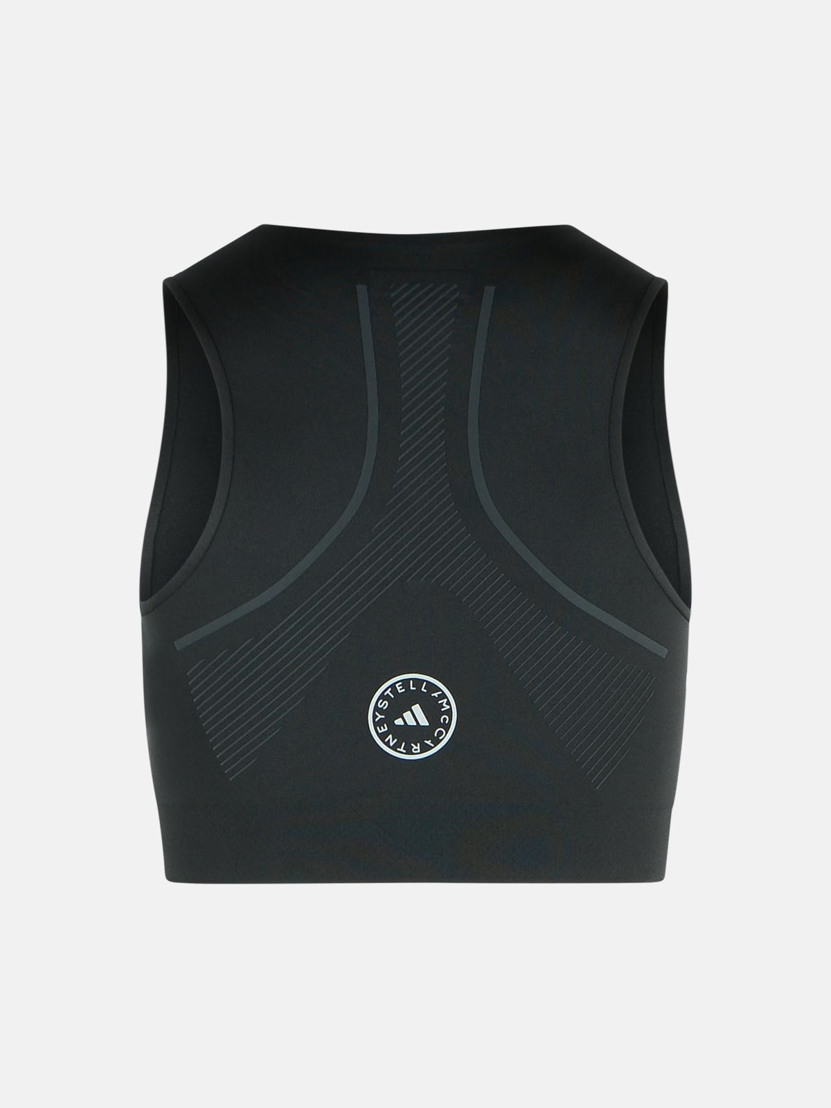 BLACK POLYESTER BLEND CROP TOP - 3