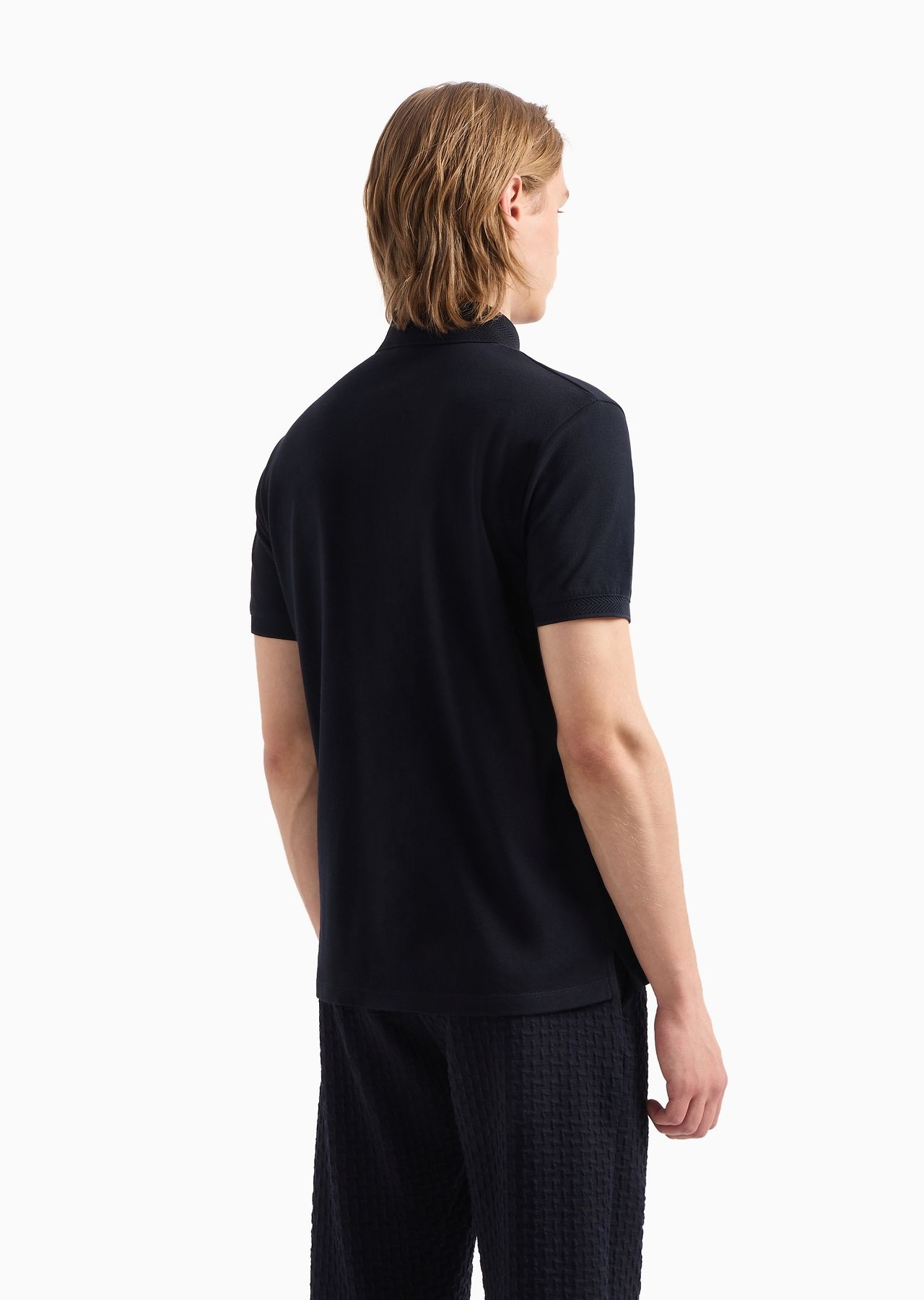 Mercerized piqué polo shirt with chevron trim - 3