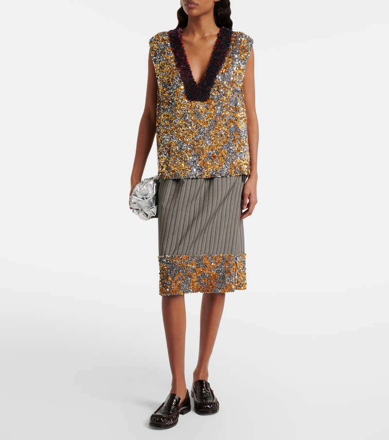 Dries Van Noten Ruffled metallic leather clutch outlook