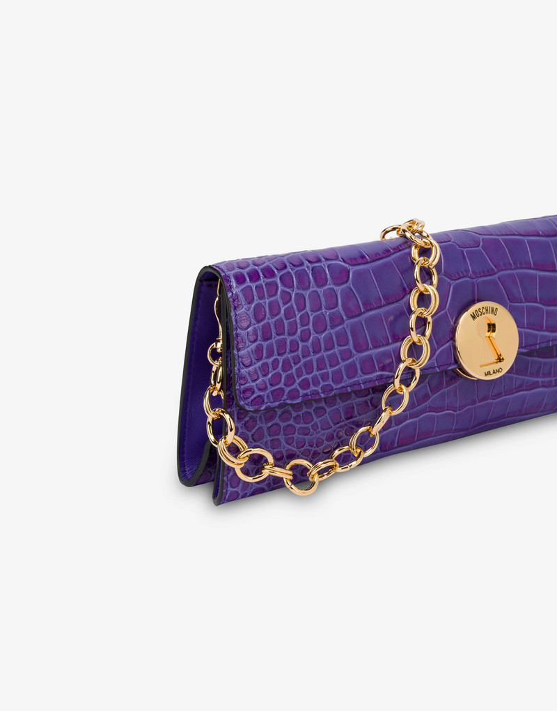 METAL CLOSURE CROCODILE-PRINT MAXI CLUTCH 4