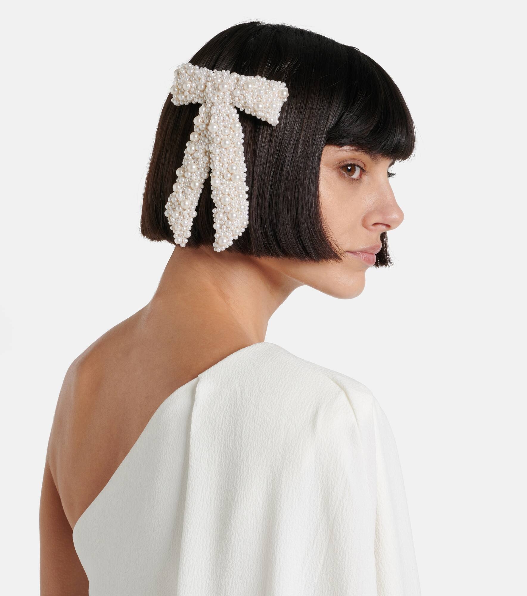 Donna faux-pearl bow barrette - 2