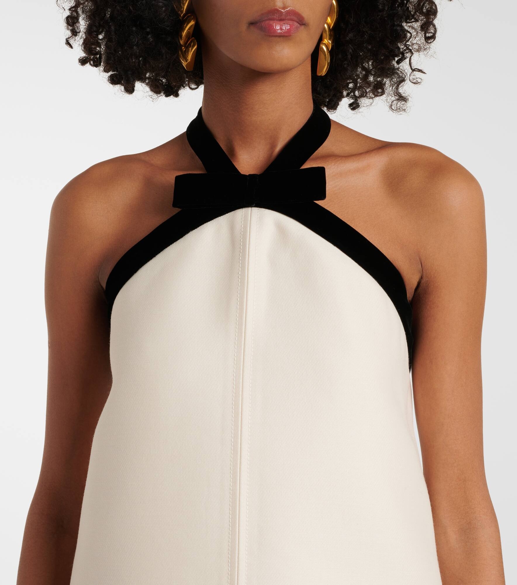 Bow-detail wool and silk crêpe minidress - 4