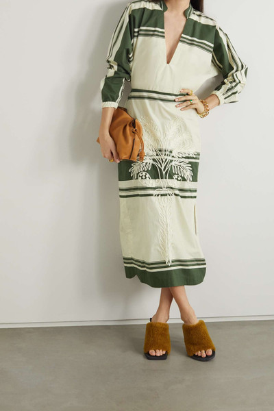 Johanna Ortiz + NET SUSTAIN Midtown Lunch Date embroidered striped organic cotton midi dress outlook