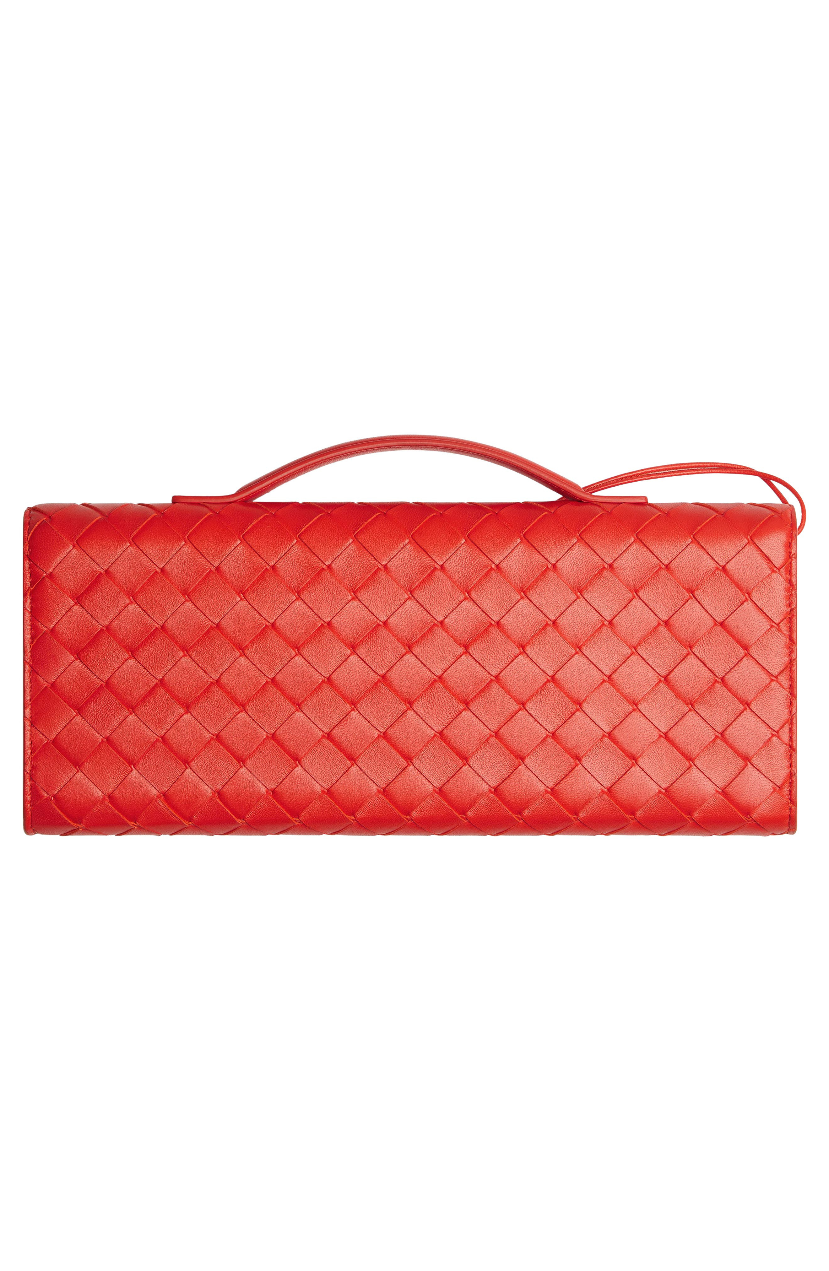 Bottega Veneta Long Andiamo Intrecciato Clutch Bag in Cherry Tomato-Muse Brass at Nordstrom - 3