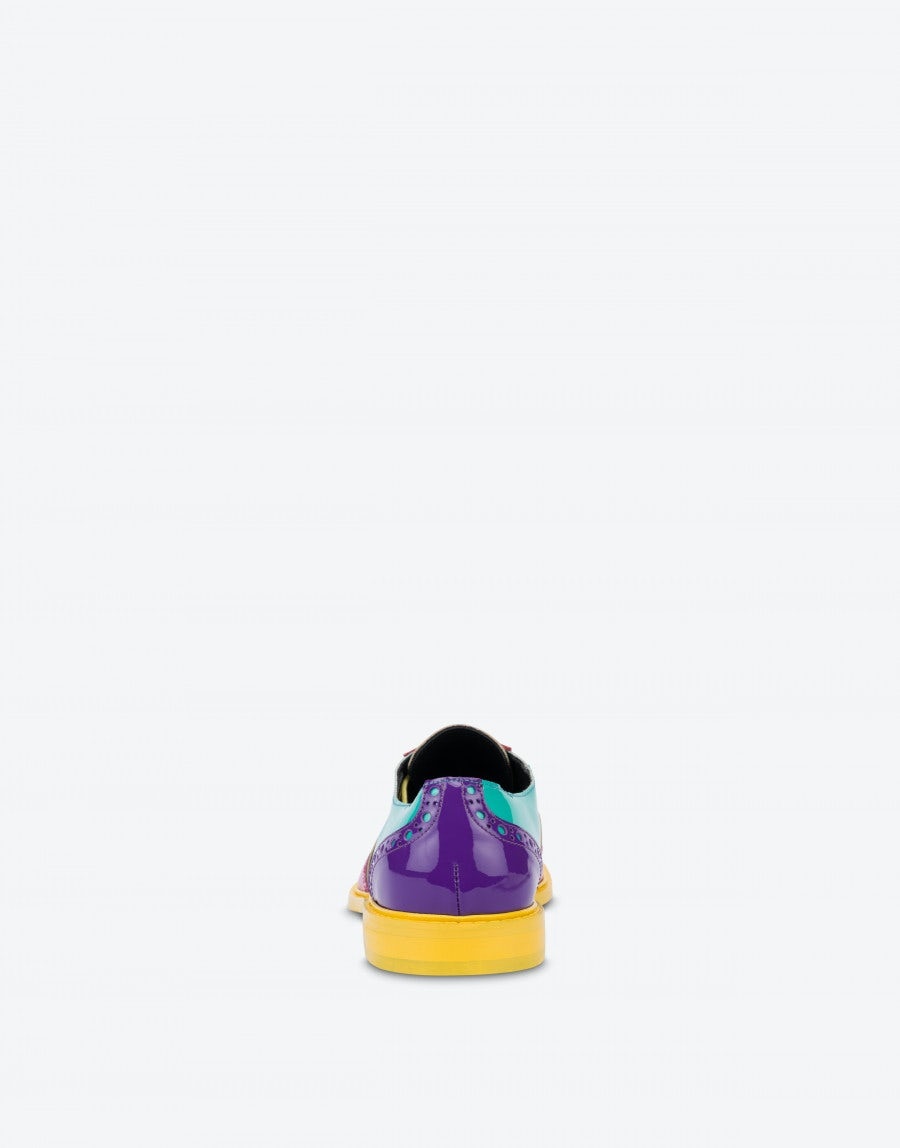 MULTI-COLOURED MOSCHINO BROGUE DERBY SHOES - 3