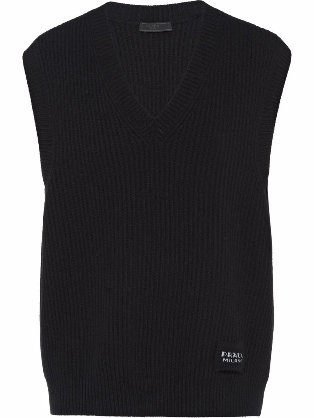 knitted wool-cashmere vest top - 1