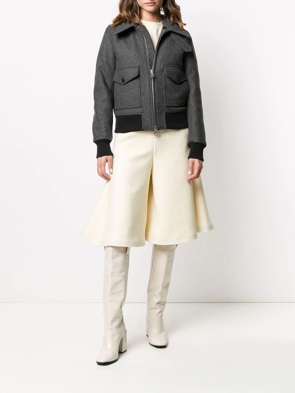 shearling-trimmed aviator jacket - 6