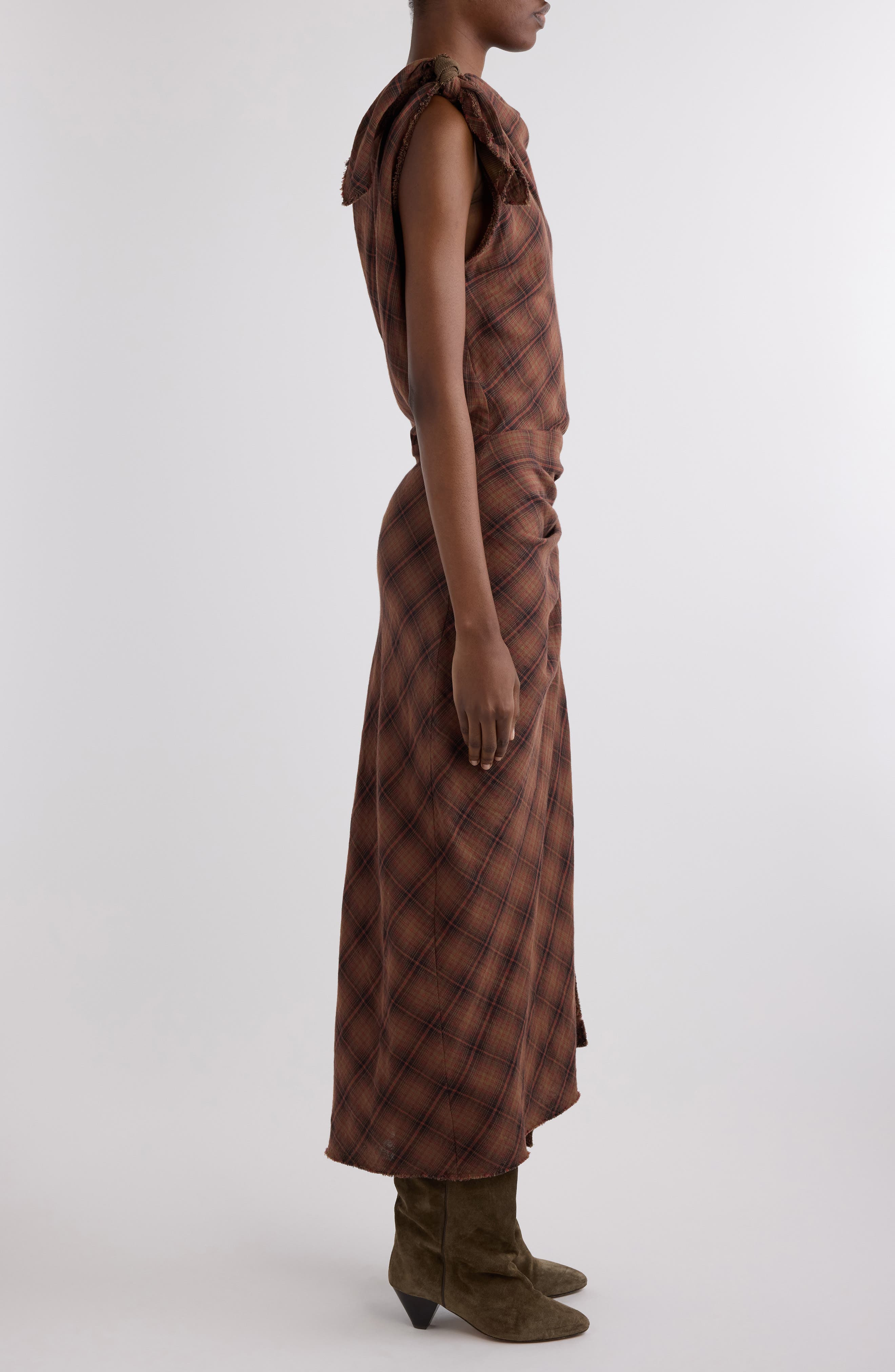 Isabel Marant Étoile Naerys Plaid Cotton Maxi Dress in Dark Bronze at Nordstrom - 3