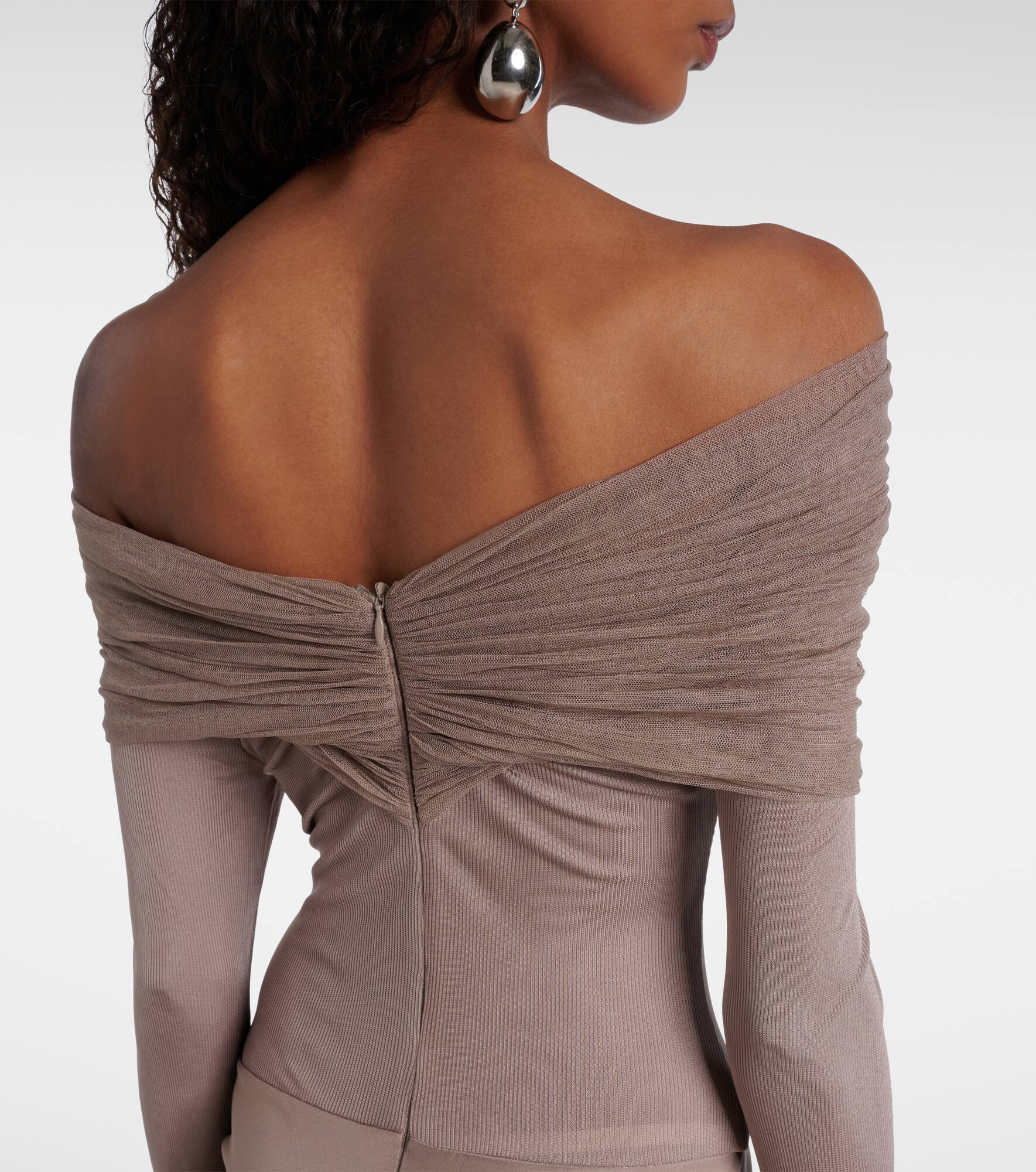 Sonora off-shoulder jersey gown - 6