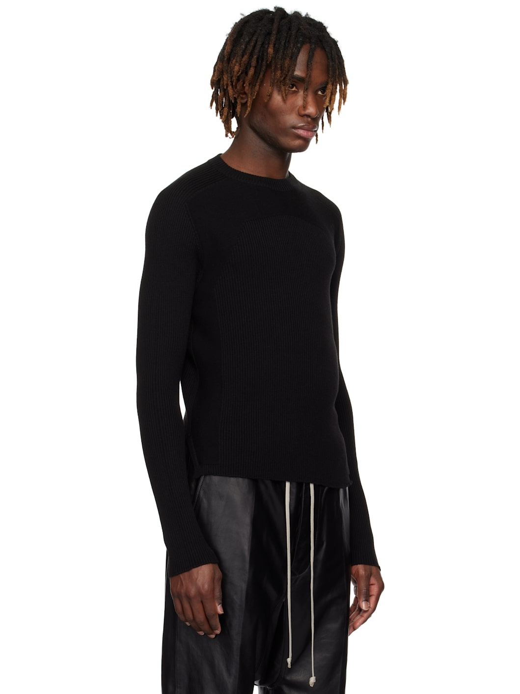 Black Hollywood Ribbed Geo Sweater - 2
