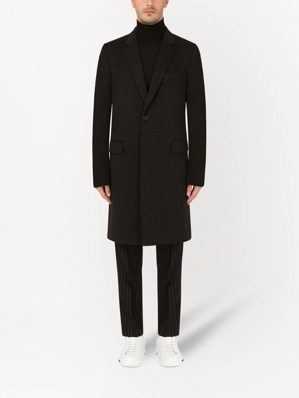 single-breasted mid-length coat - 3