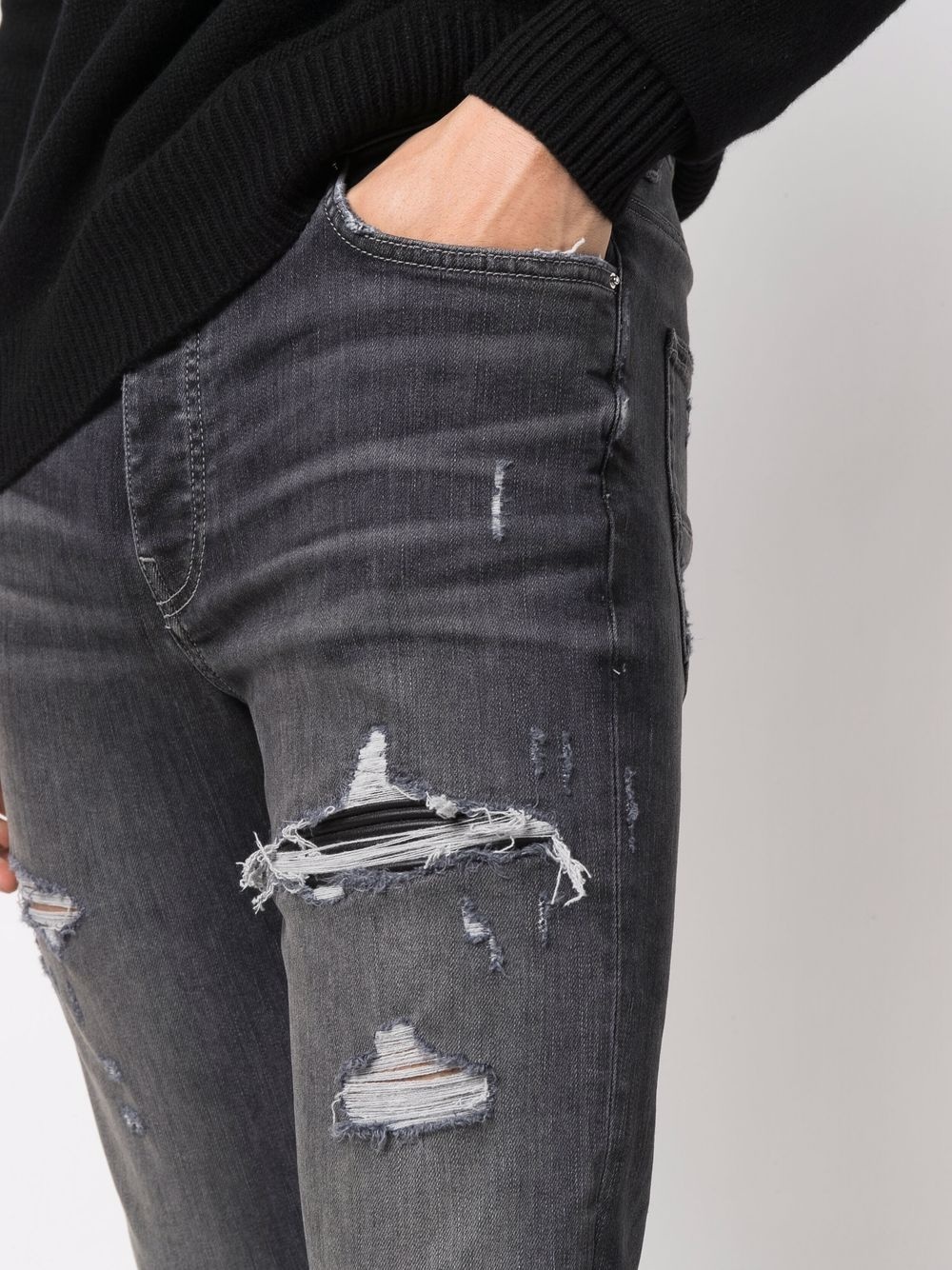 distressed denim skinny jeans - 5