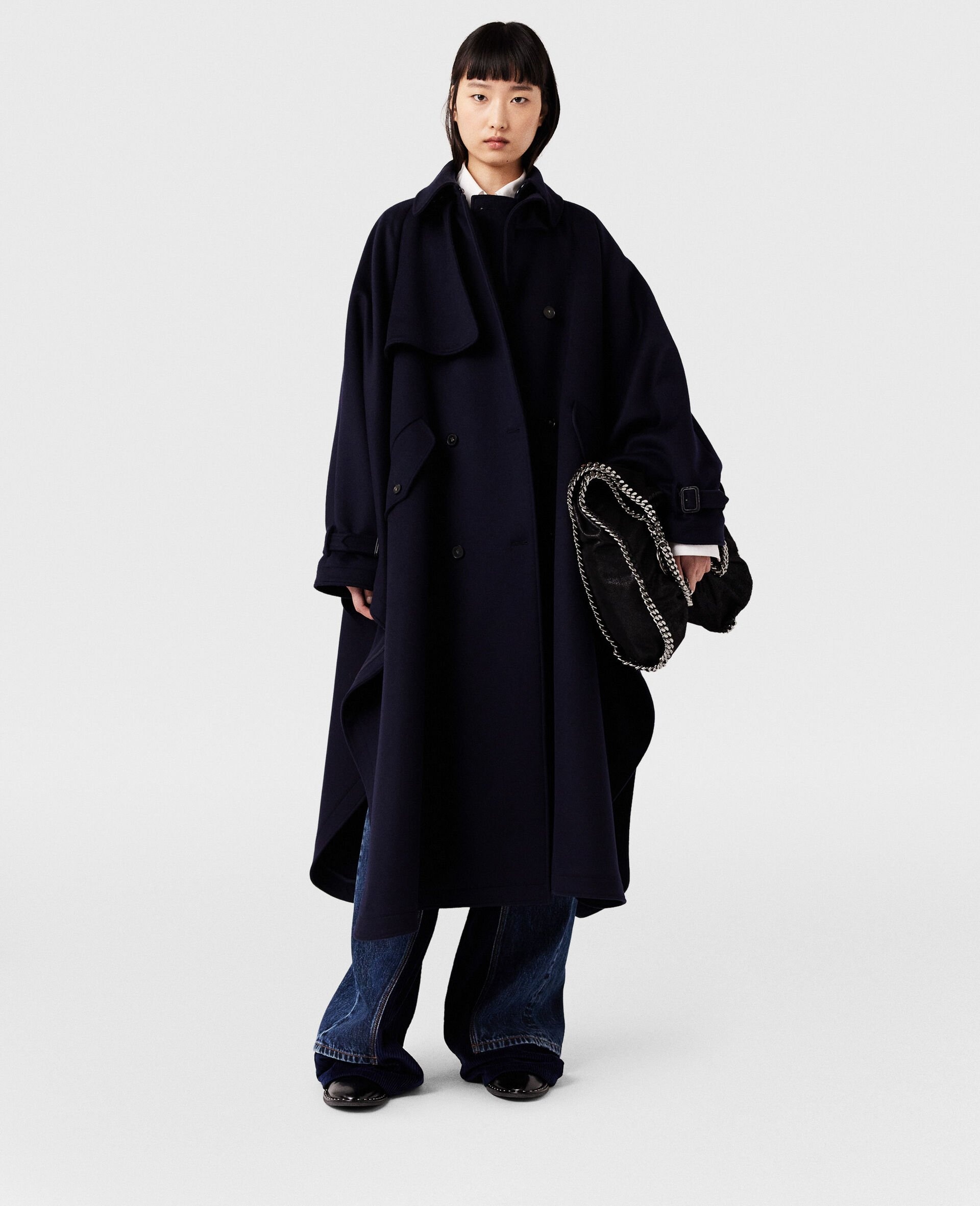 High-Neck A-Line Trench Coat - 5