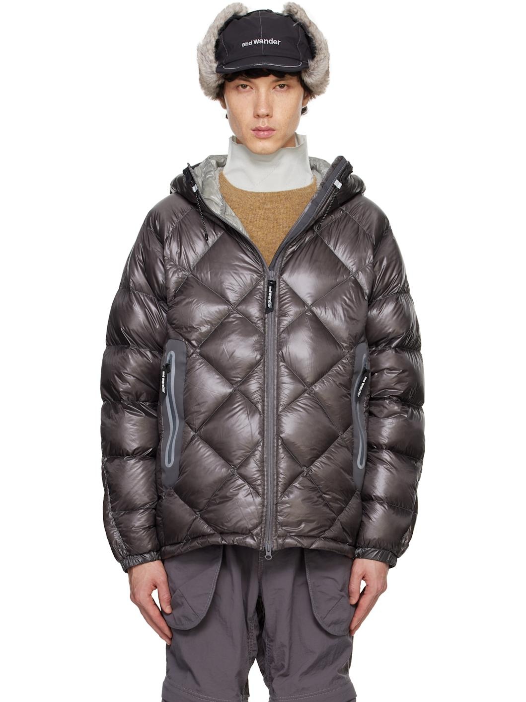 Gray Diamond Stitch Down Jacket - 1