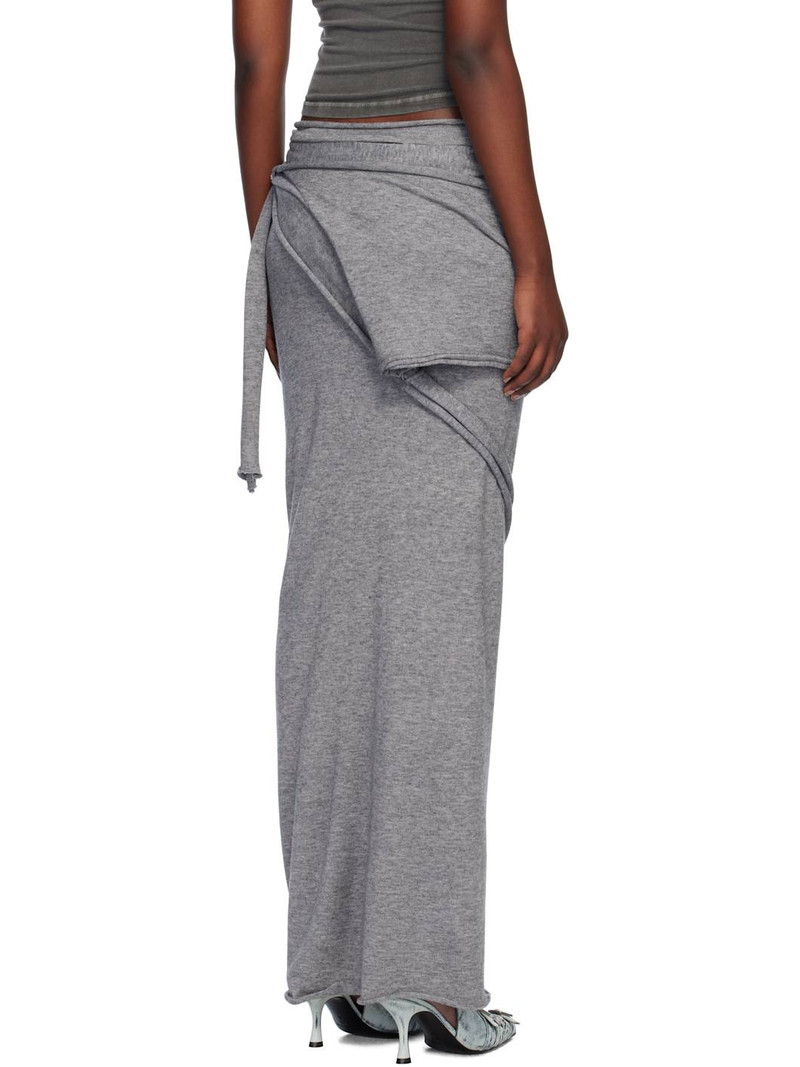 Gray Drape Strap Knit Maxi Skirt 3